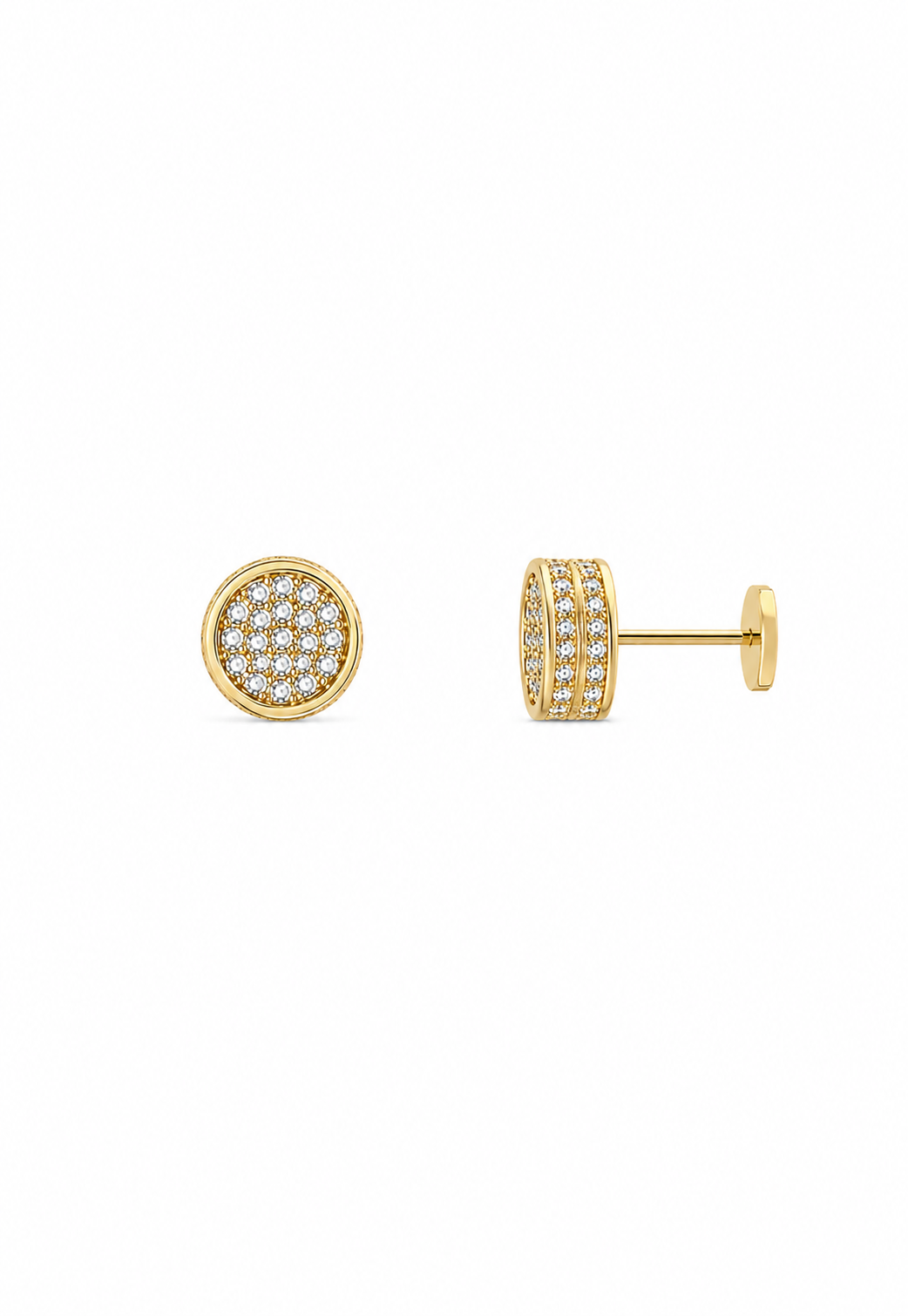 Brinco Redondo Cravejado com Micro Zircônias Folheado a Ouro 18k
