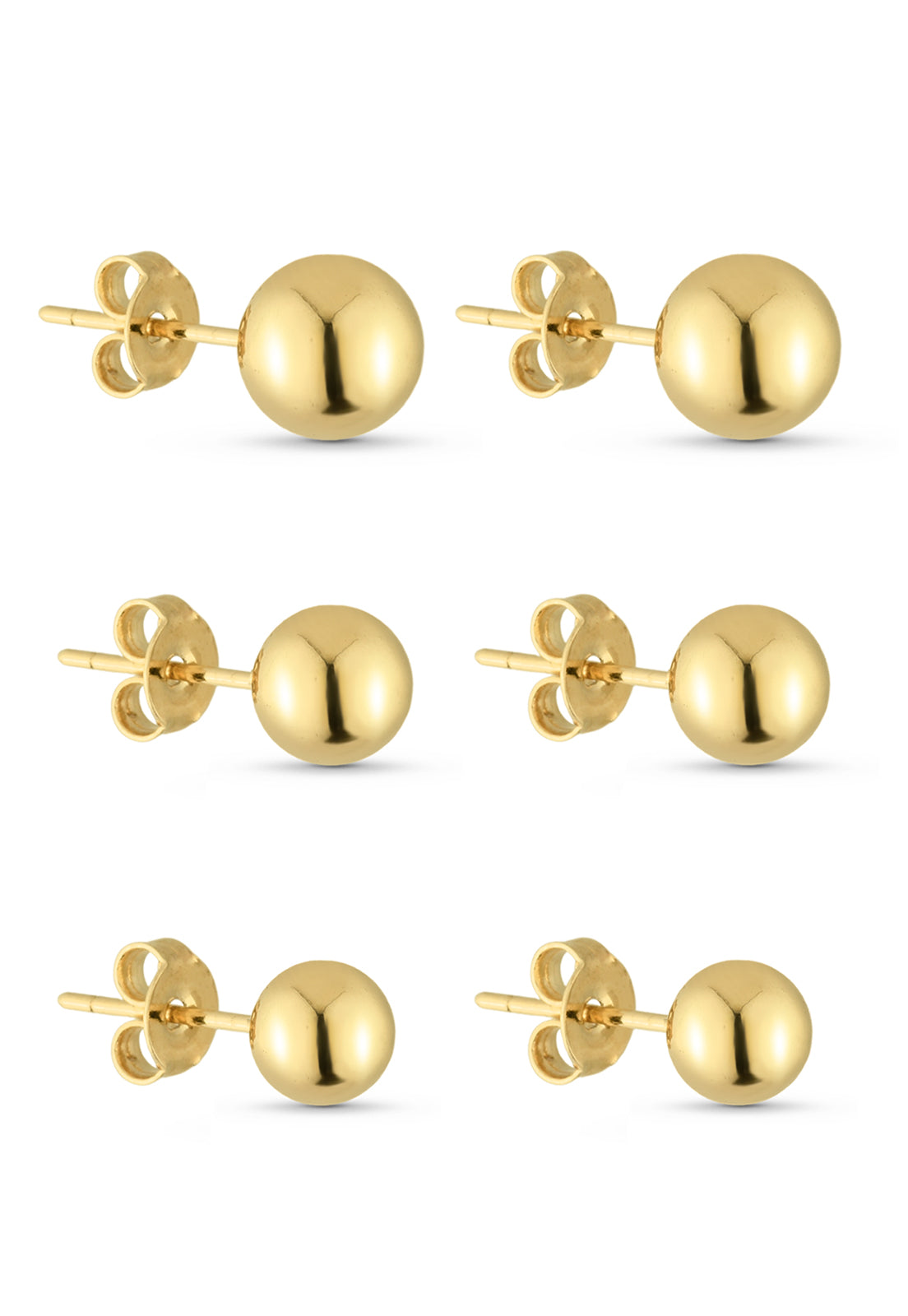 Trio de Brincos Semijoia Bolinhas Polidas (4-5-6mm) Banhado a Ouro 18k