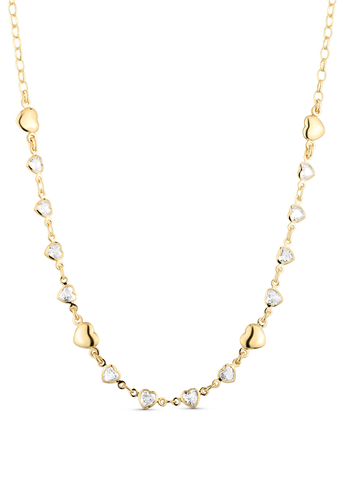 Colar Semijoia Com Coração Dourado E Cristal Banhado a Ouro 18k