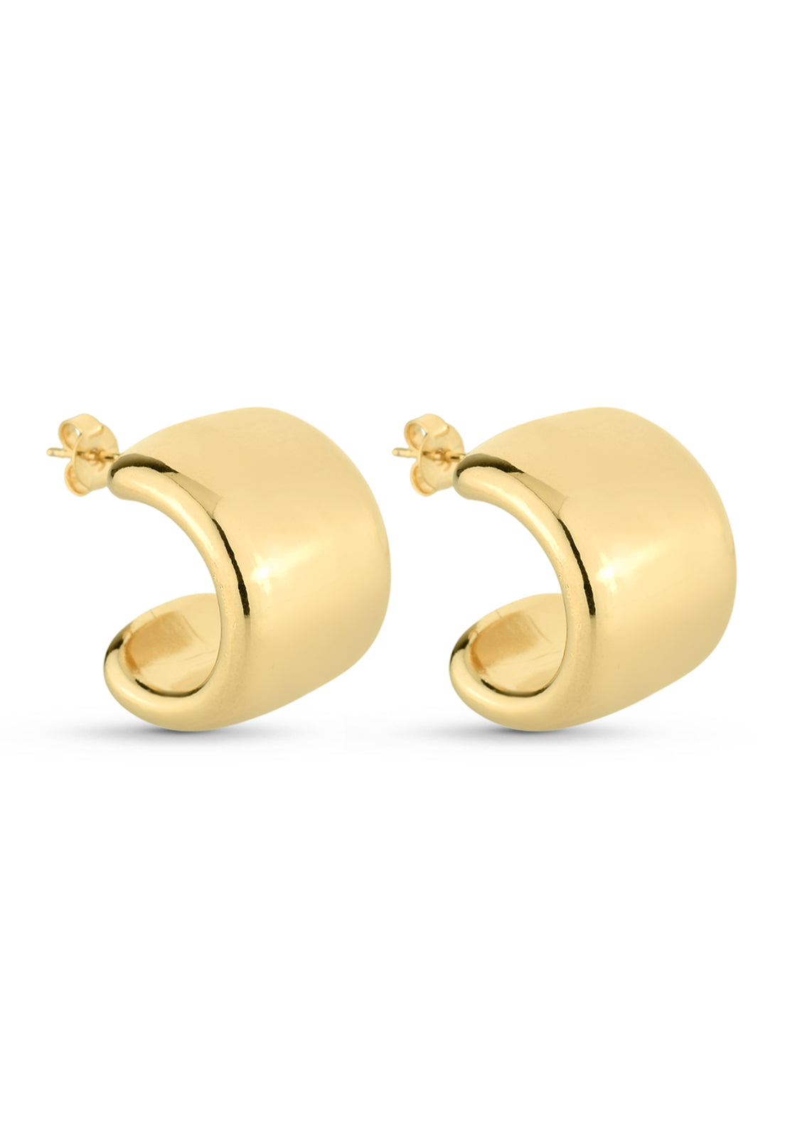 Brinco Semijoias Meia Argola Lisa Banhado a Ouro 18k