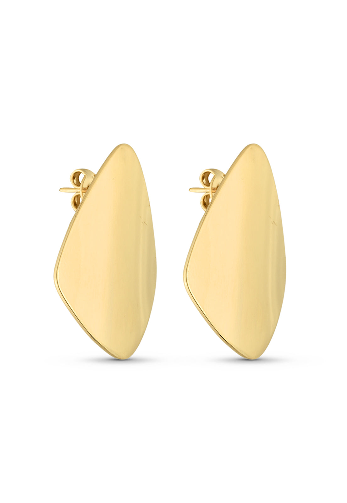 Brinco Semijoia Orgânico Liso Assimétrico Banhado a Ouro 18k