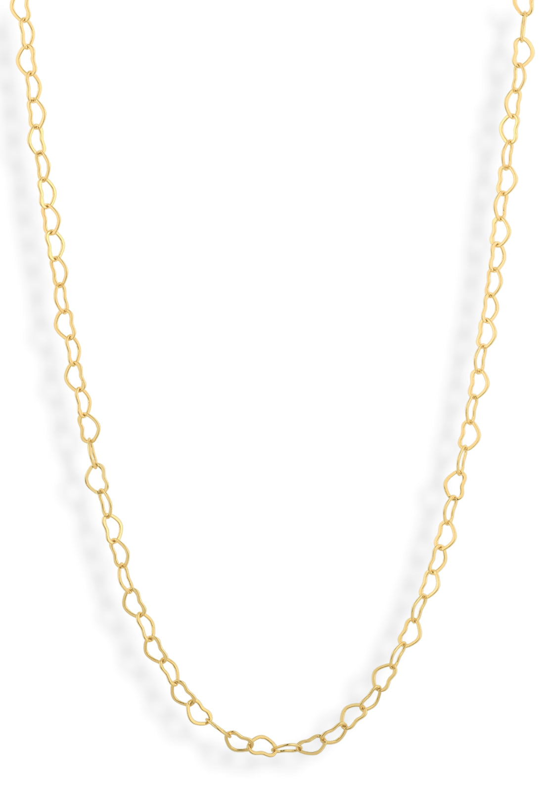 Corrente Semijoia Elos Coração Liso Banhado a Ouro 18k