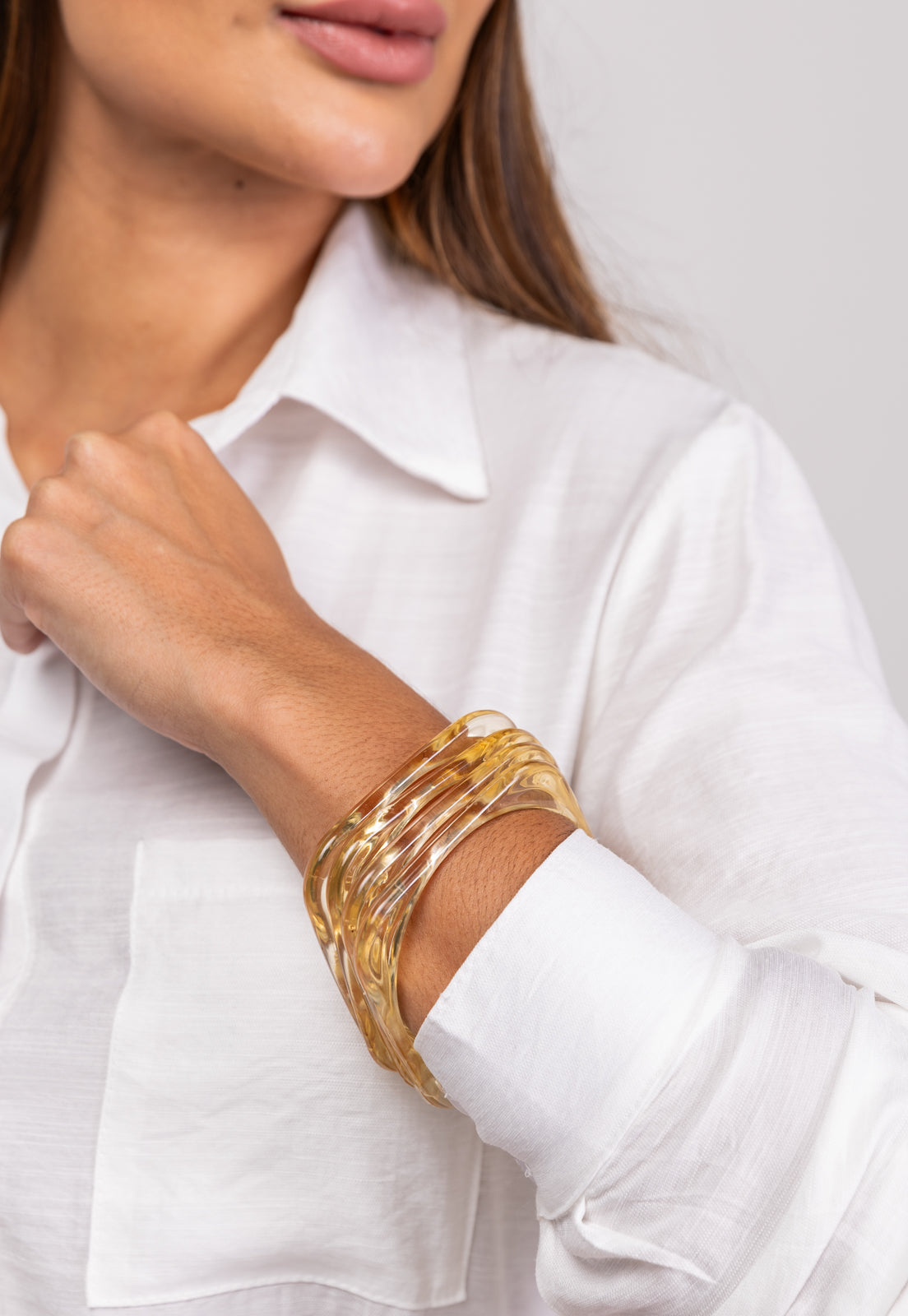 Kit 4 Pulseiras De Acrílico Transparente Quadradas