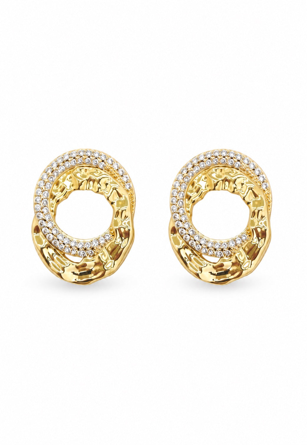 Brinco Orgânico Argolas Entrelaçadas Folheado a Ouro 18k