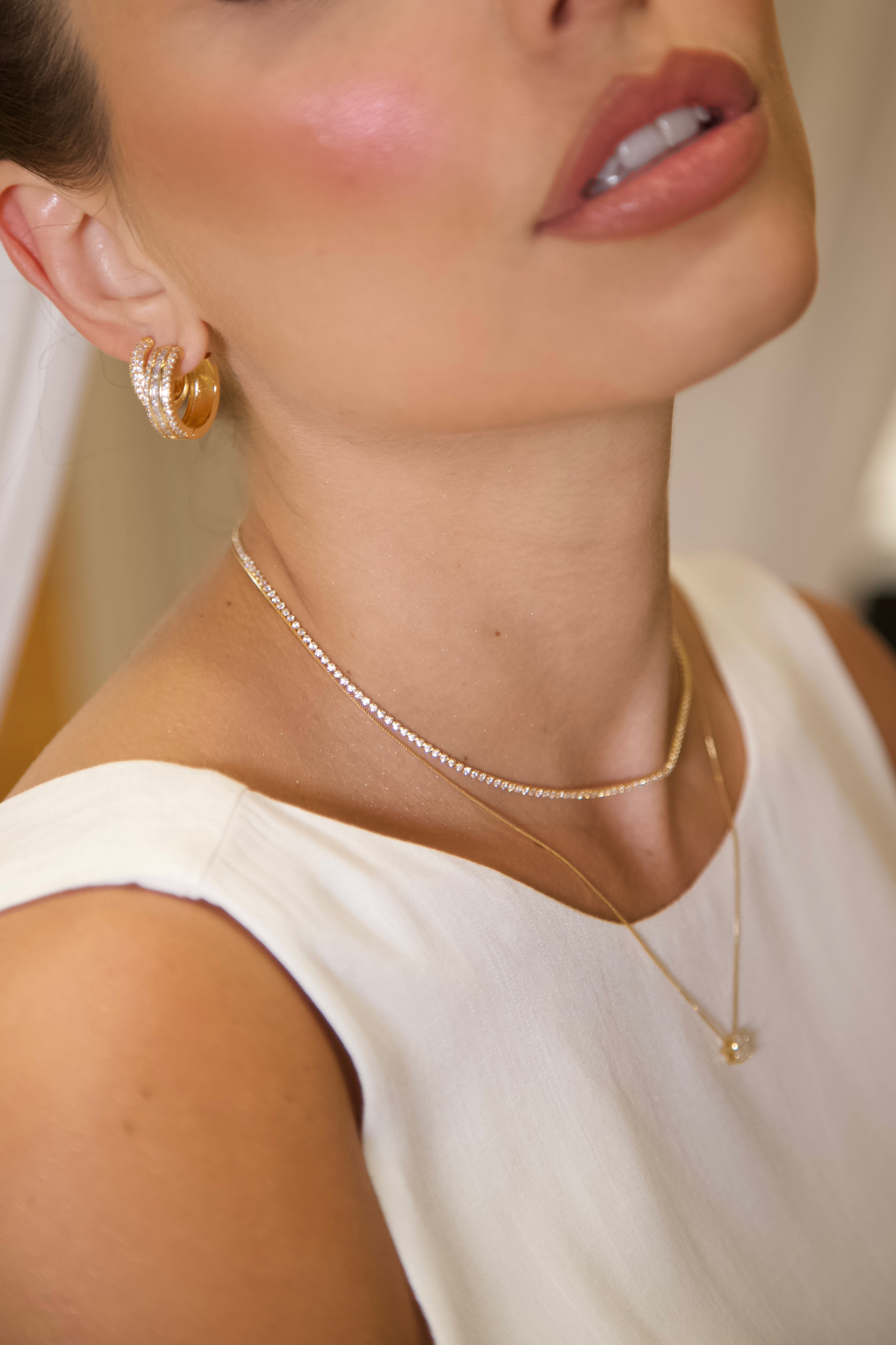 Colar Semijoia Riviera Cristal 1,5MM Banhado a Ouro 18k