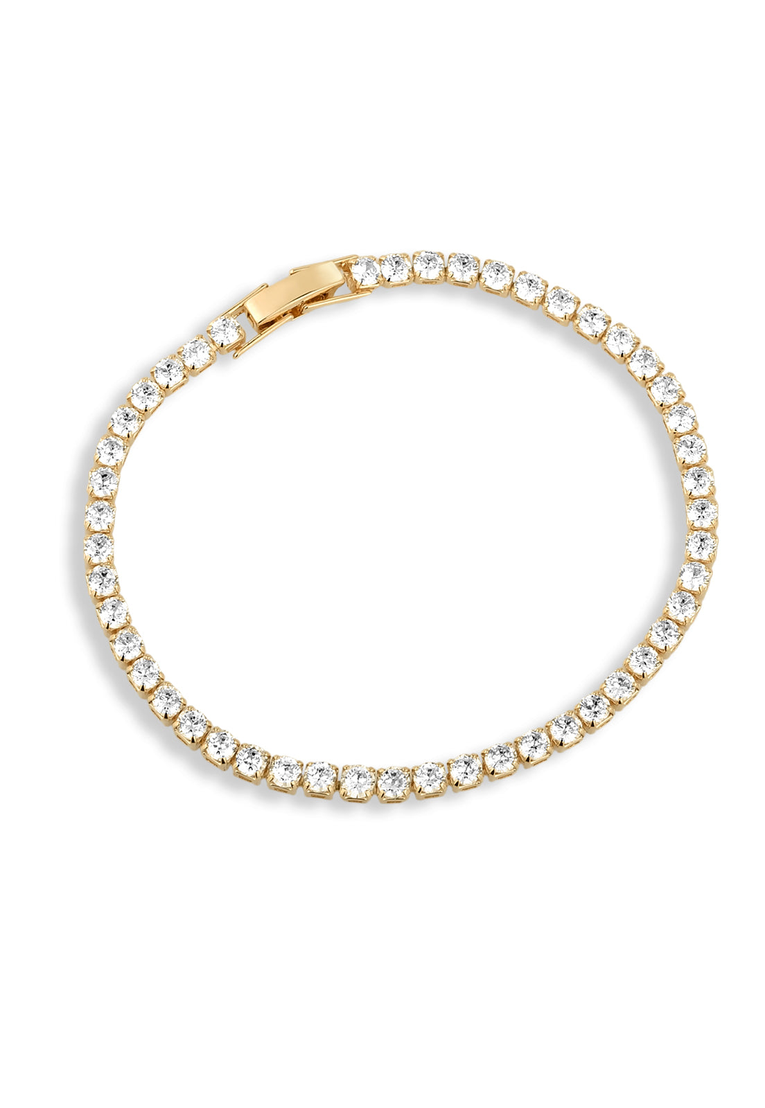 Pulseira Semijoia Riviera Com Zircônias Cristal Banhado a Ouro 18k