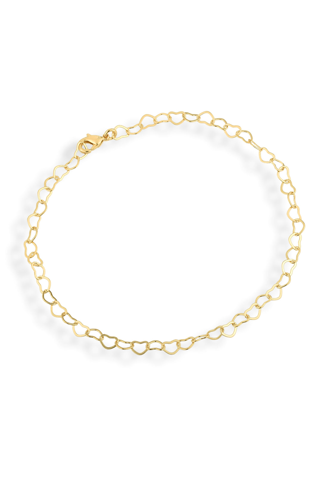 Pulseira Semijoia Elos Coração Lisa Banhado a Ouro 18k