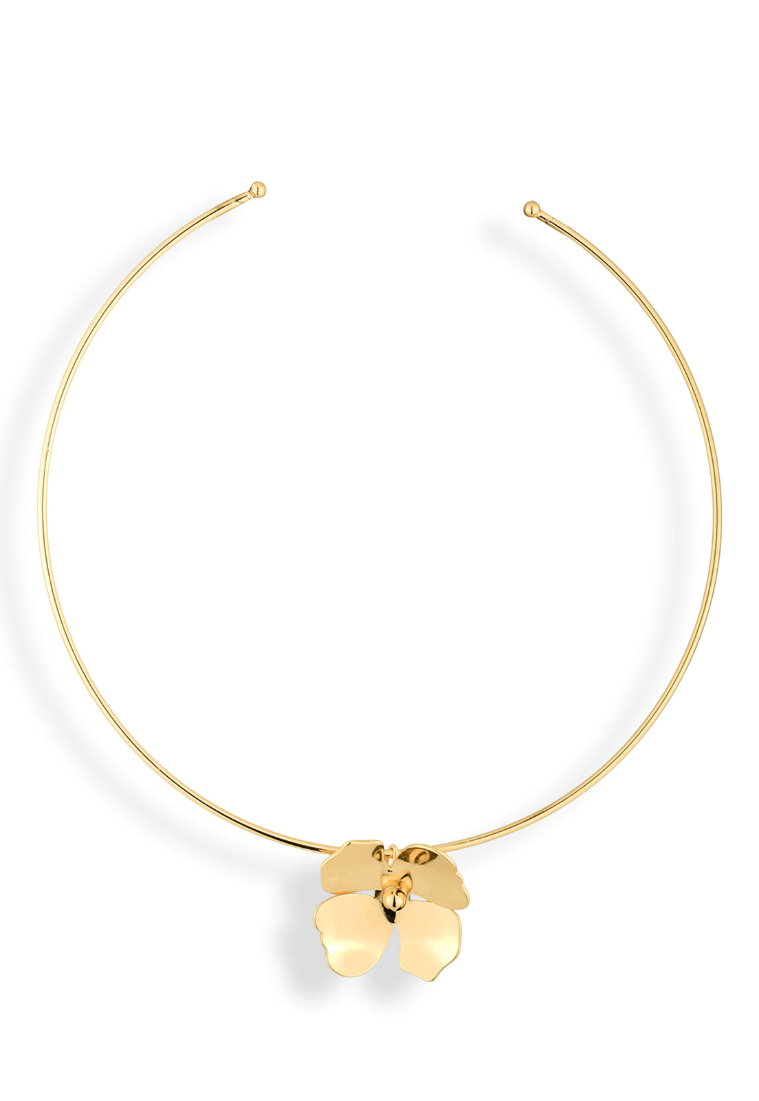 Chocker Semijoia Com Pingente De Flor Lisa Dourada Banhado a Ouro 18k