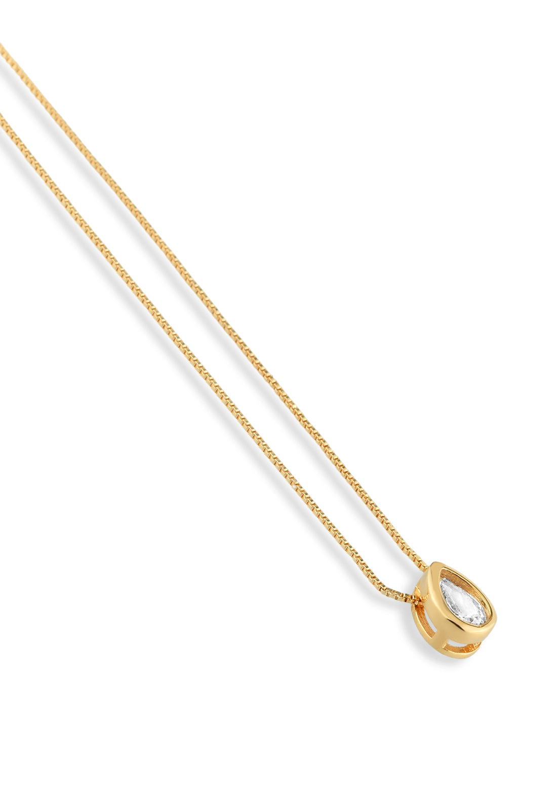 Colar Semijoia Com Pingente Gota Cristal Banhado a Ouro 18k