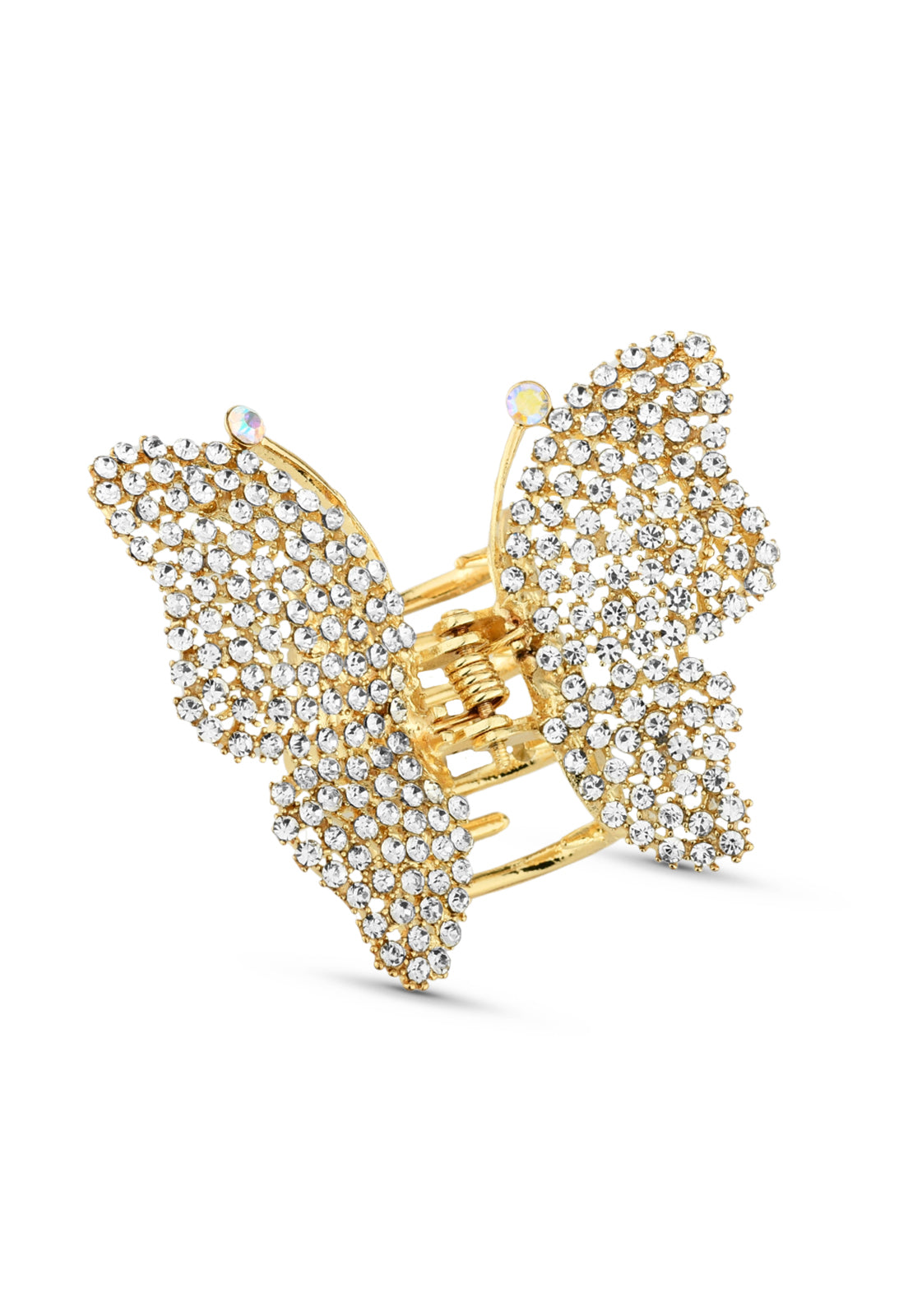 Prendedor De Cabelo Piranha Borboleta Com Strass Aplicados
