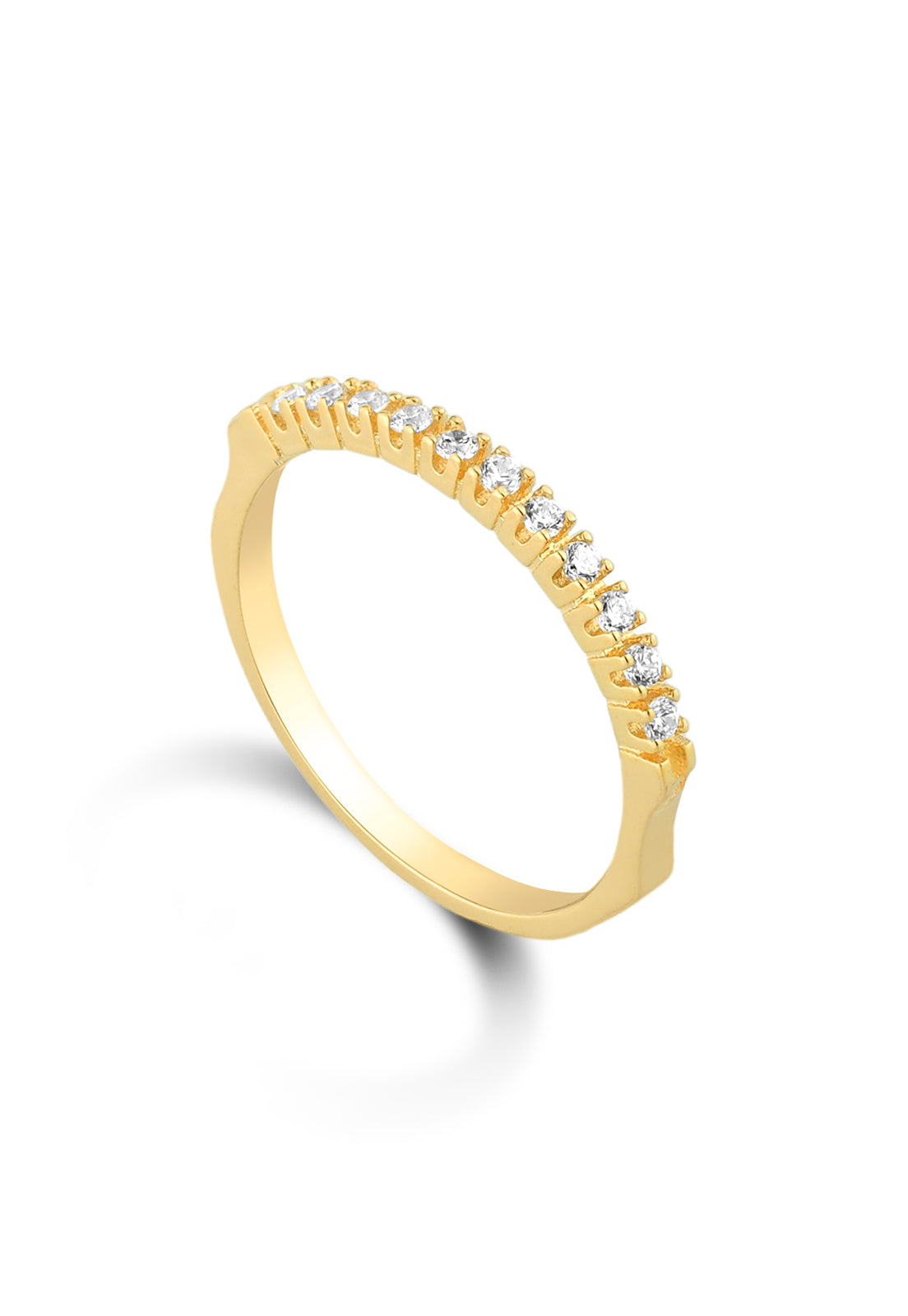 Anel Semijoia Cravejado Com Zircônias Cristal Banhado a Ouro 18k