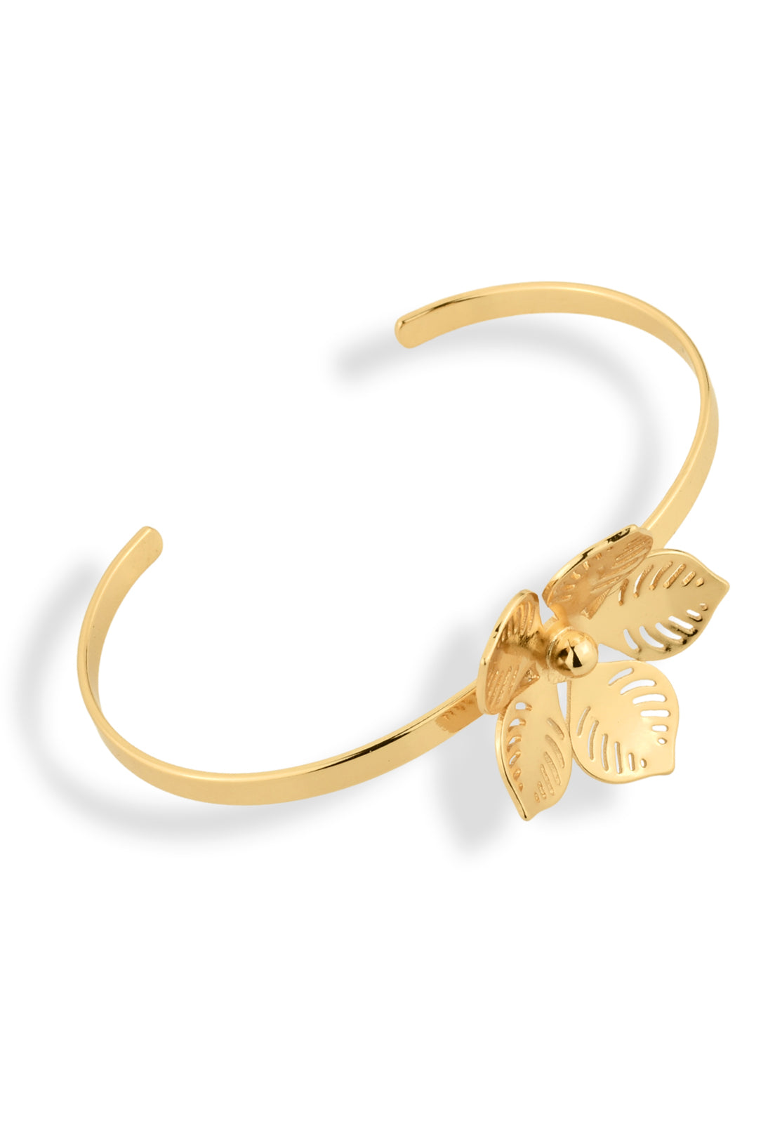 Bracelete Semijoia Flor Vazada Banhado a Ouro 18k