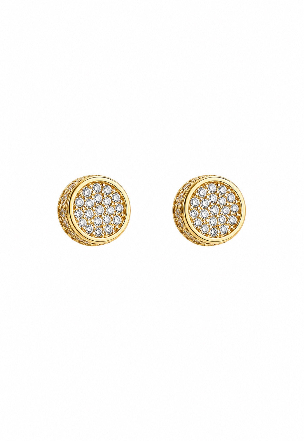 Brinco Redondo Cravejado com Micro Zircônias Folheado a Ouro 18k