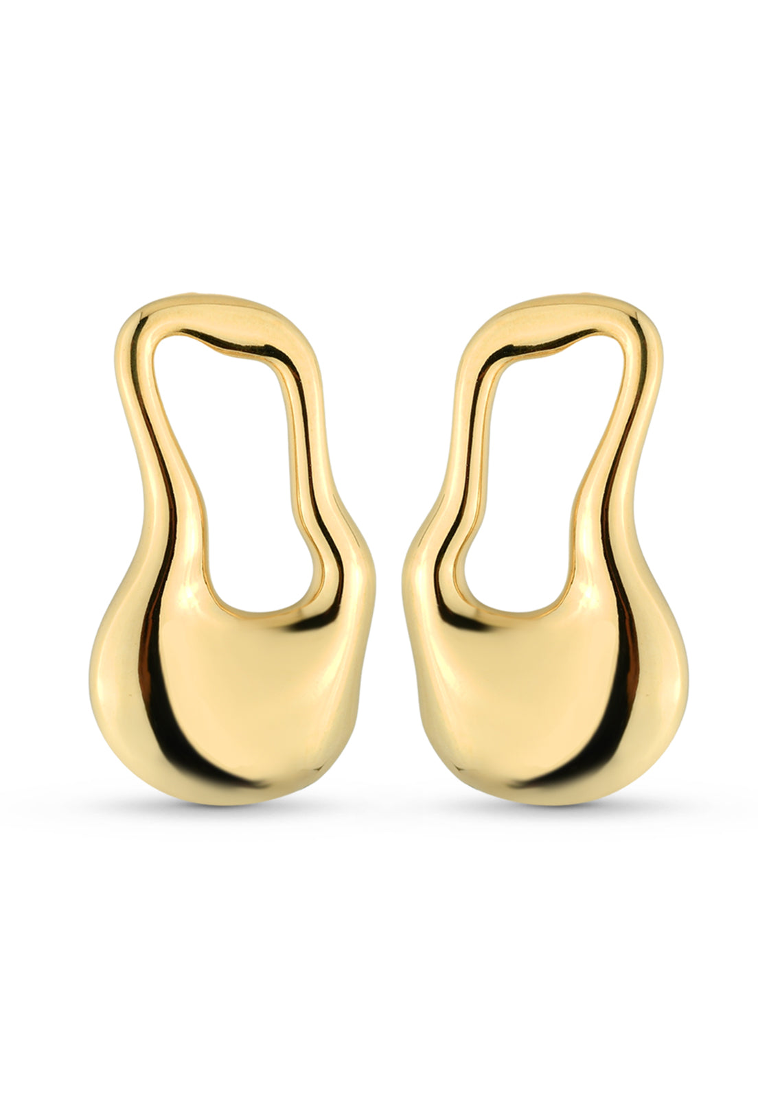 Brinco Semijoia Orgânico Curvas com Vazado Banhado a Ouro 18k