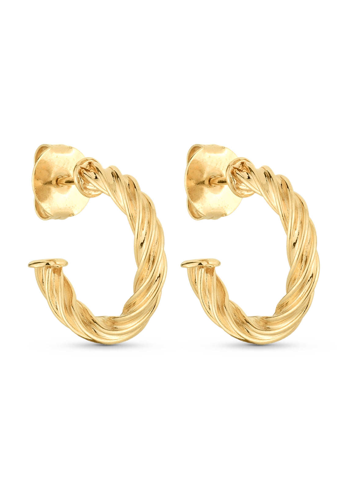 Brinco Semijoia Meia Argola Torcida Banhado a Ouro 18k