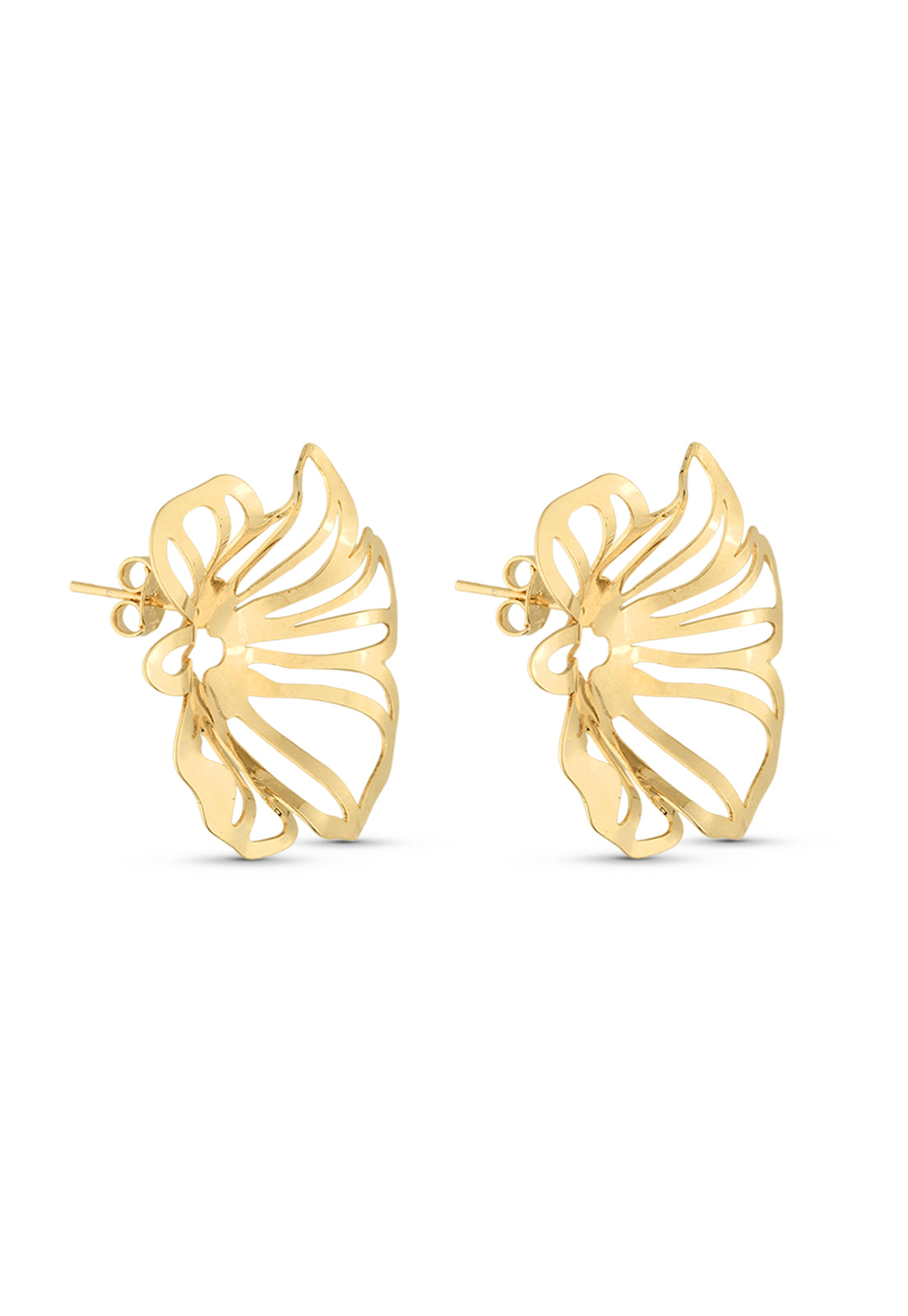 Brinco Semijoia Maxi Flor Vazado Banhado a Ouro 18k