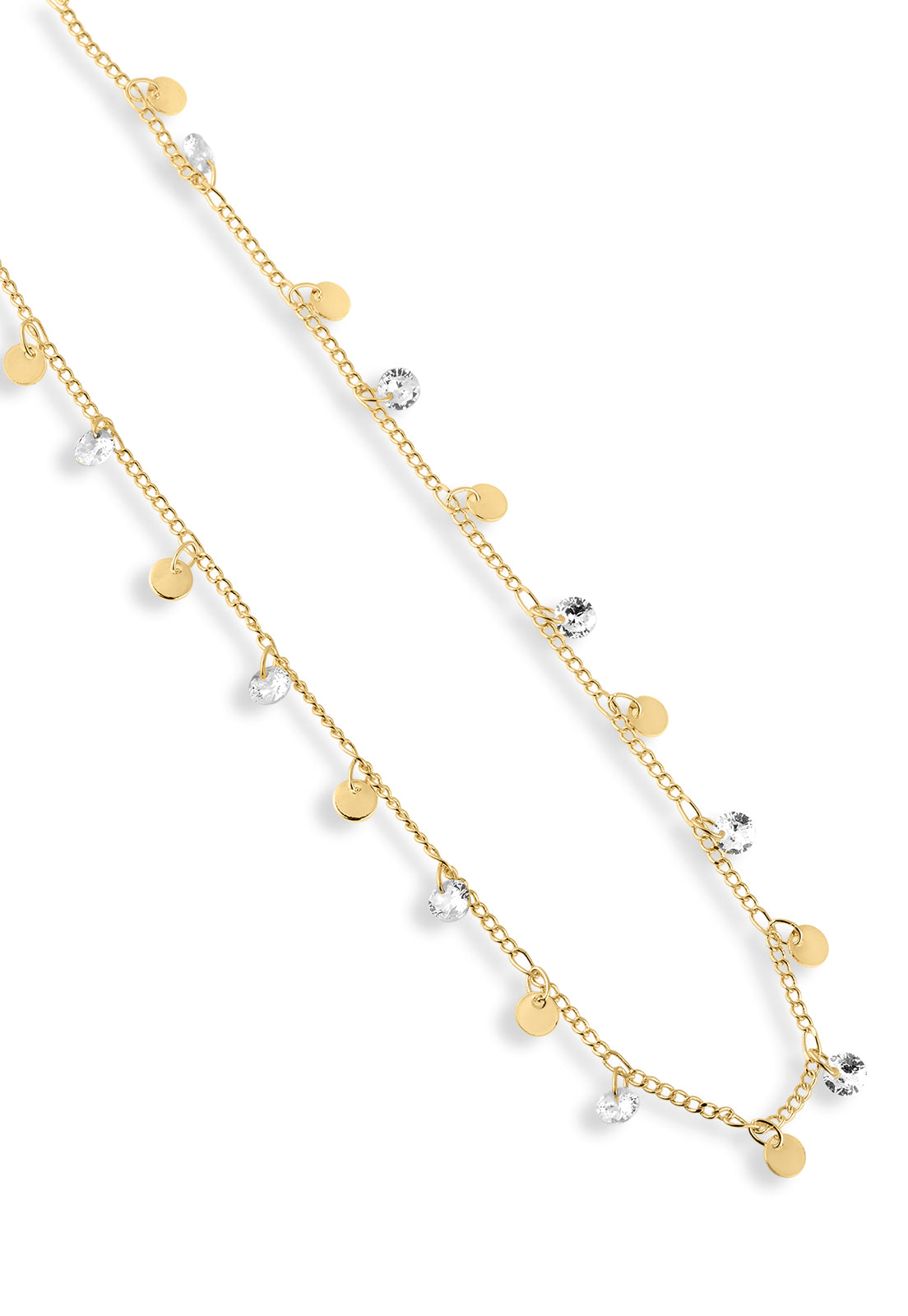 Colar Semijoia Com Mini Medalhas E Zircônia Cristal Banhado a Ouro 18k