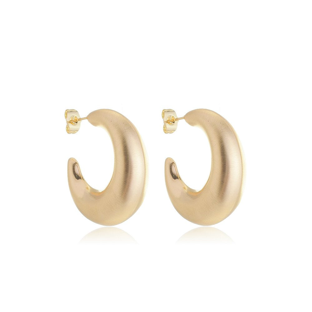 Brinco Semijoia de Argola Acetinado Em Banho 18k