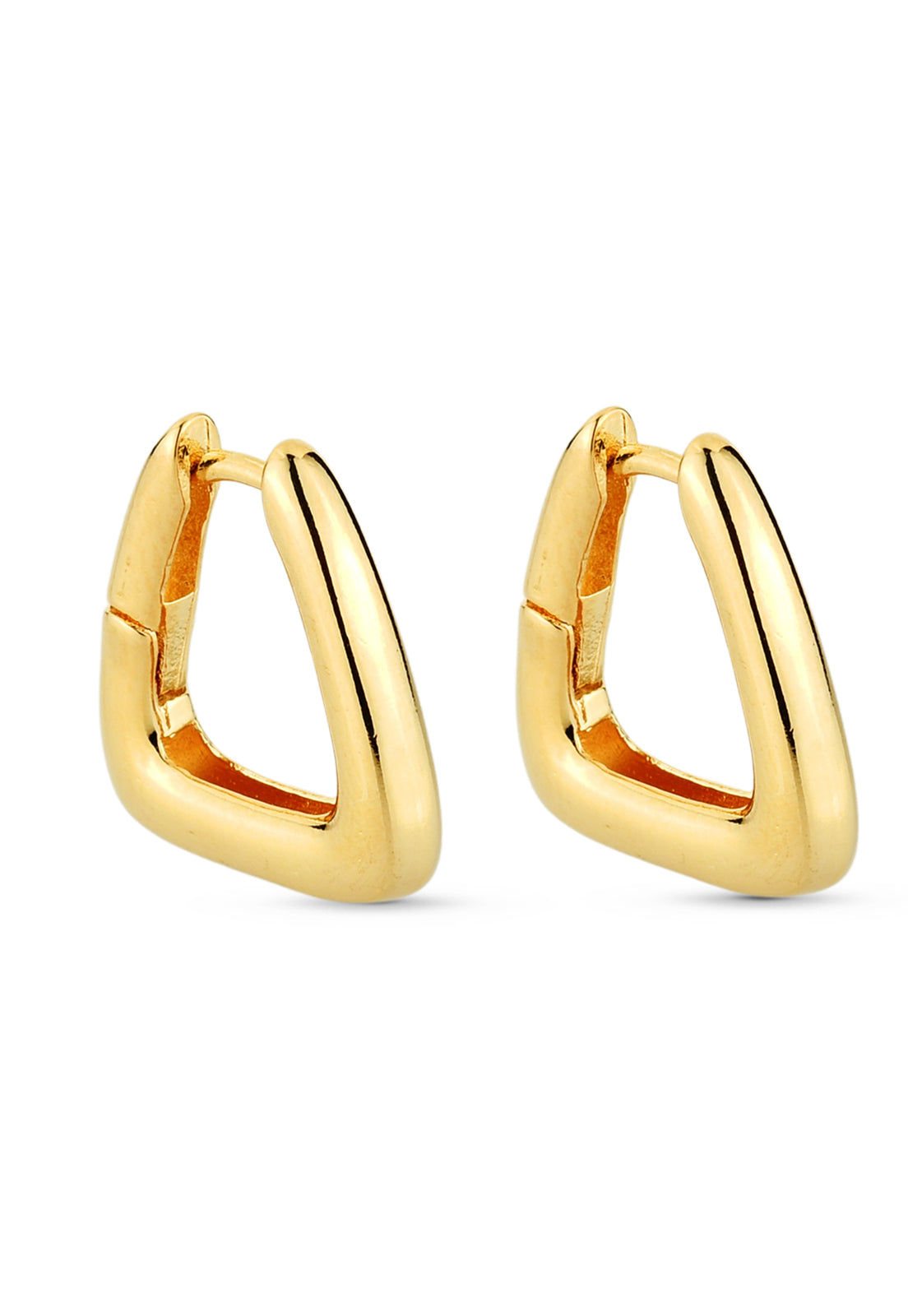 Brinco Semijoia de Argola Triangular Fecho Click Banhado a Ouro 18k