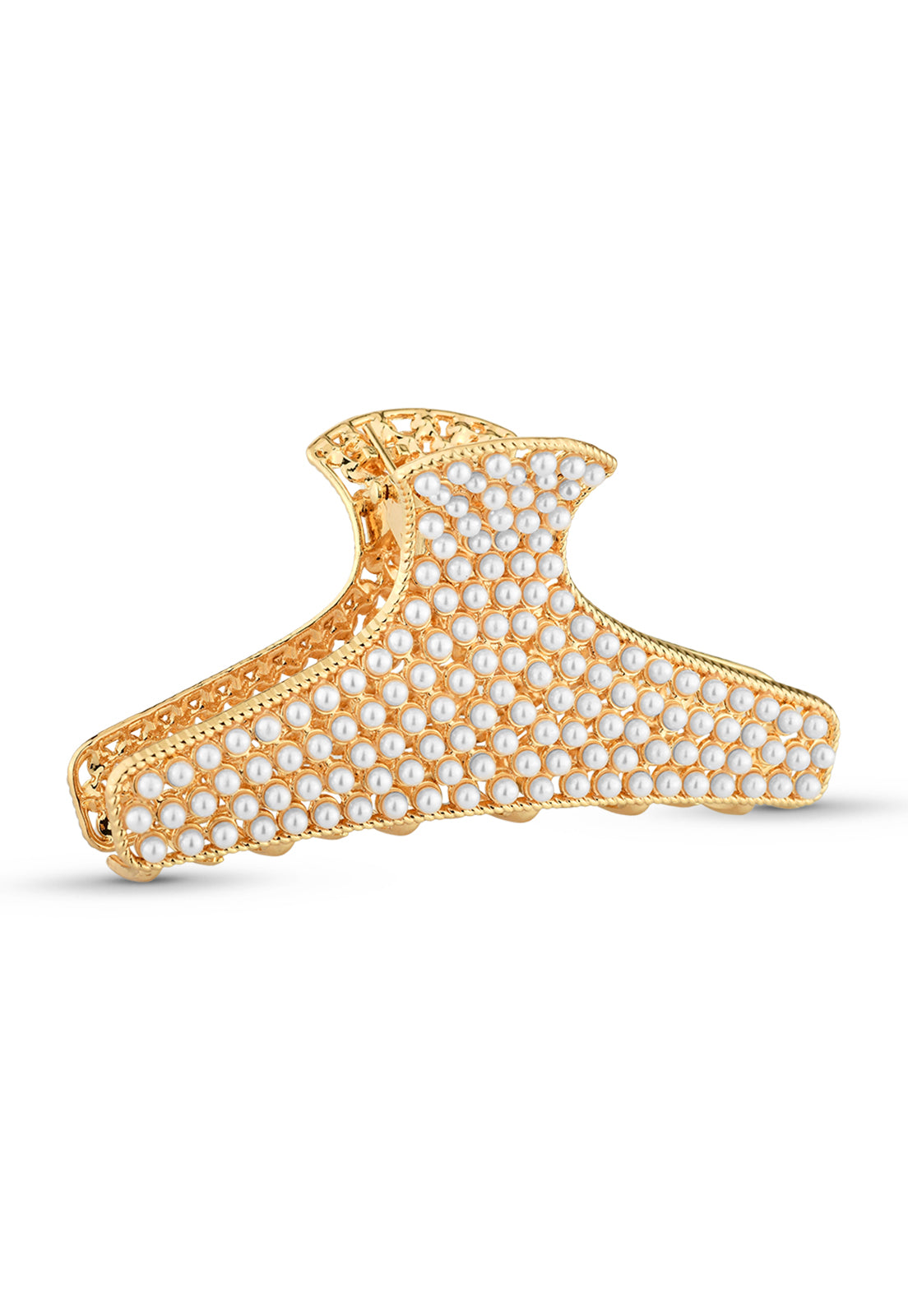 Prendedor De Cabelo Piranha Com Pérolas Aplicados