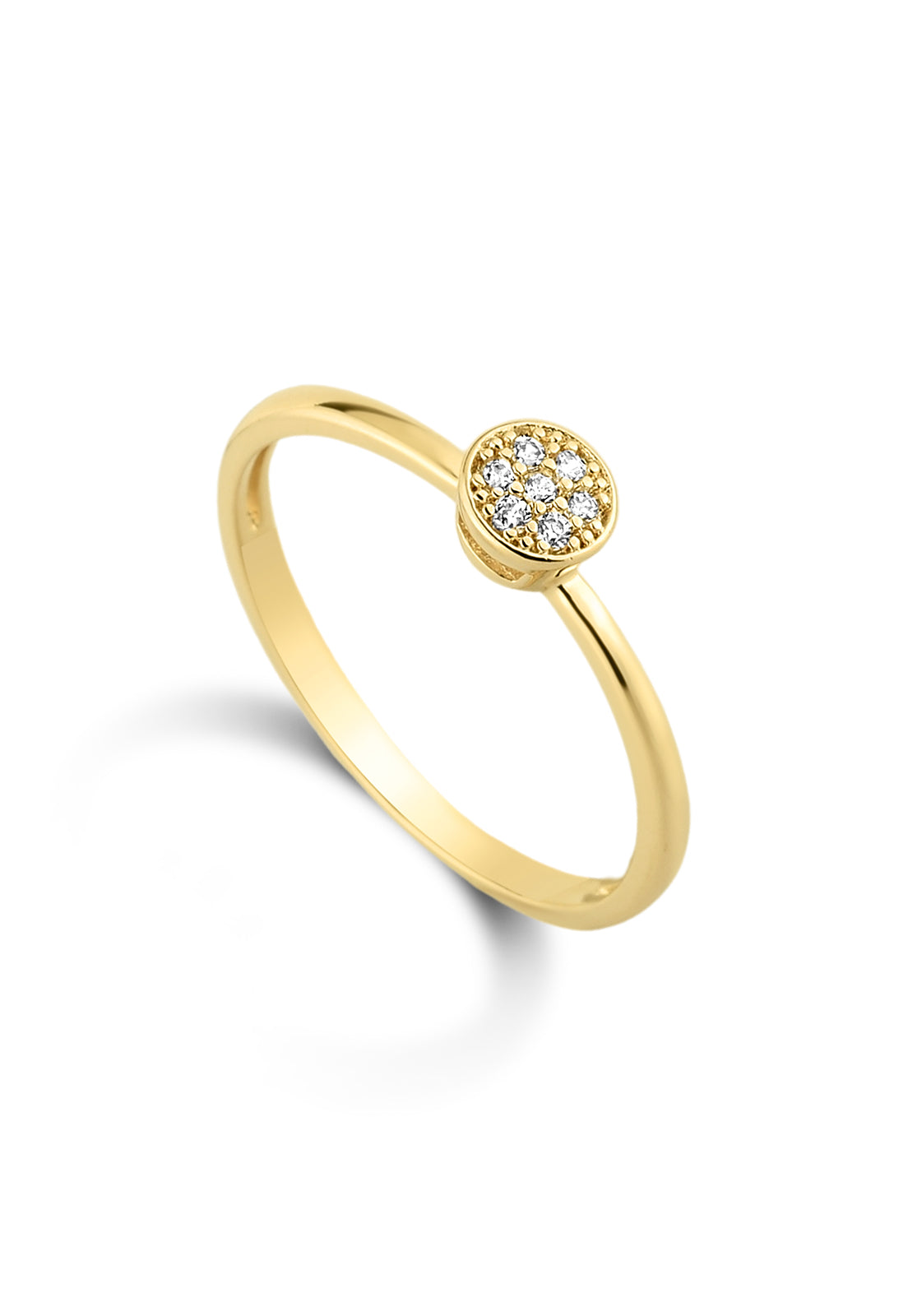 Anel Semijoia Solitário Redondo Com Zircônias Cristal Banhado a Ouro 18k