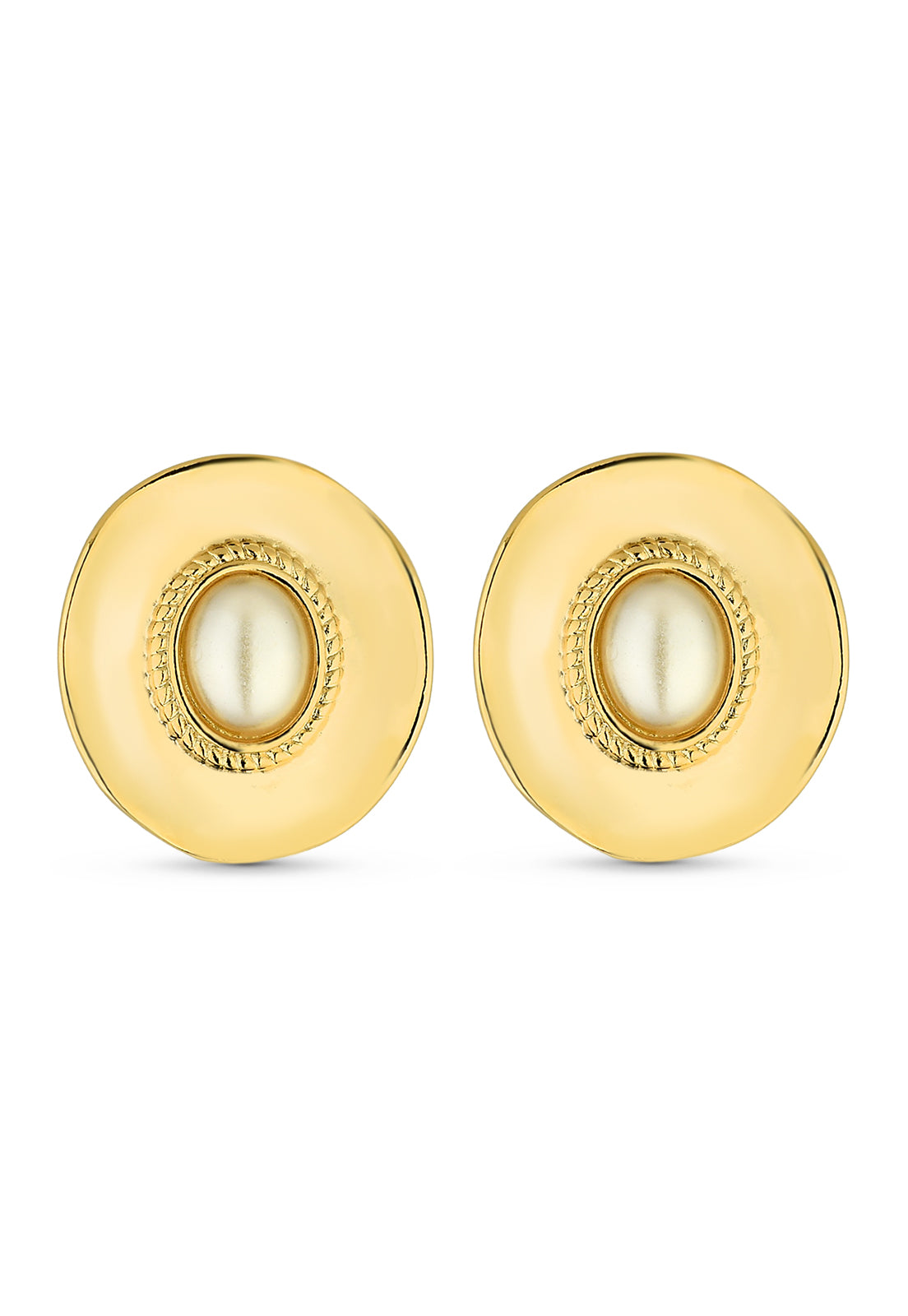 Brinco Semijoia Orgânico Com Pérola Banho Em Ouro 18k