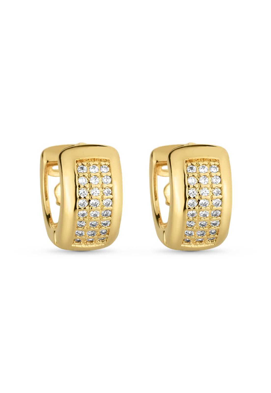 Brinco Semijoia de Argola com Zircônias Cristal G 16mm Banhado a Ouro 18k