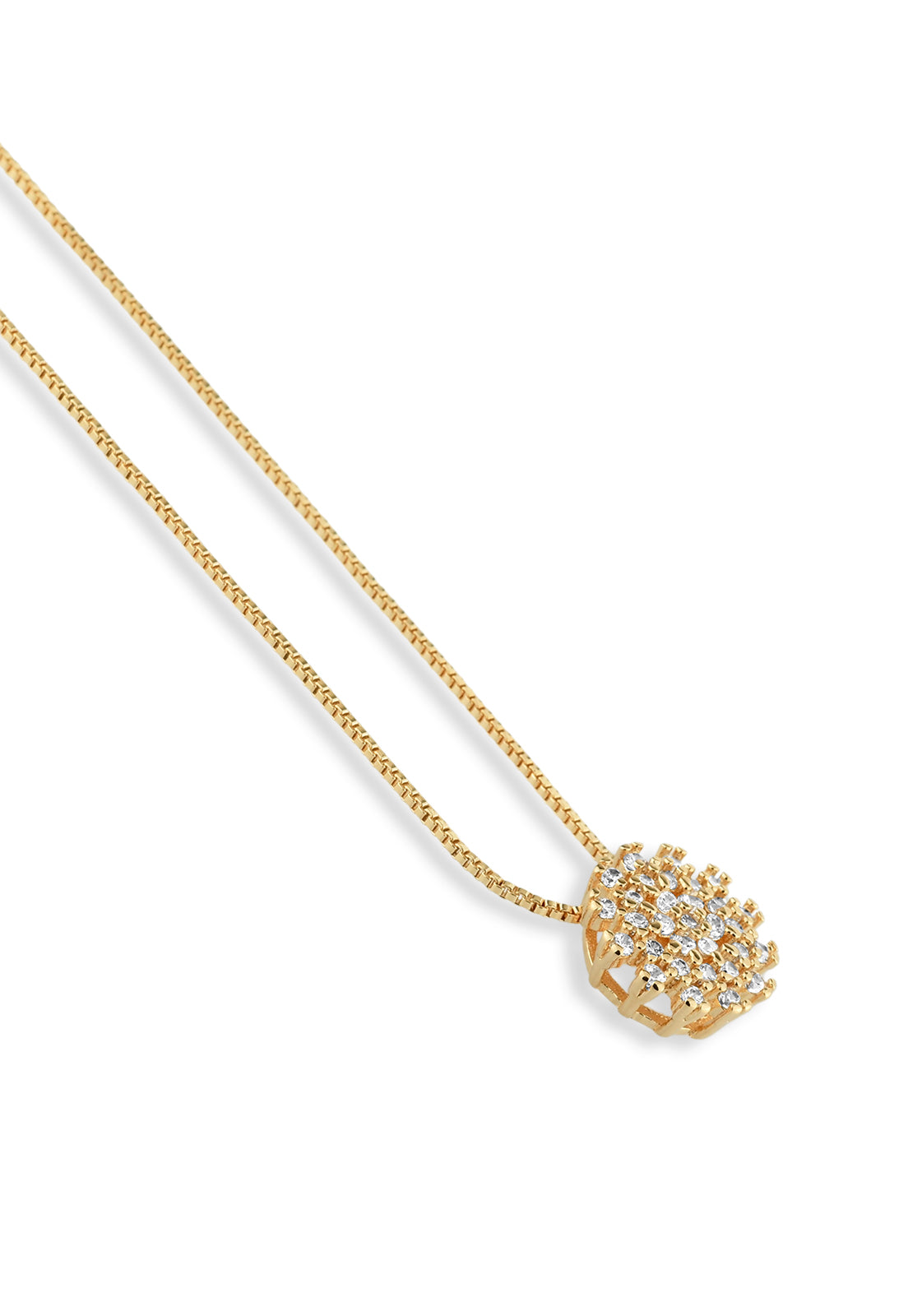 Colar Semijoia Com Pingente Cravejado Zircônia Cristal Banhado a Ouro 18k