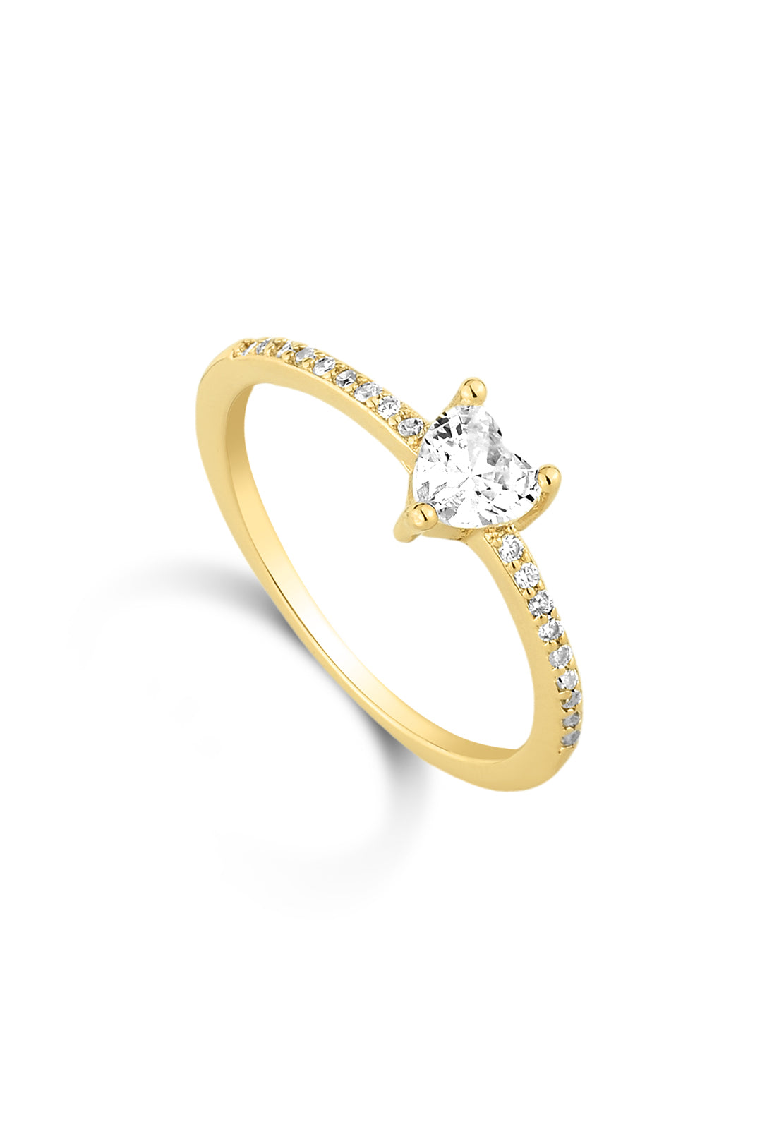 Anel Semijoia Coração Cravejado Com Zircônias Cristal Banhado a Ouro 18k