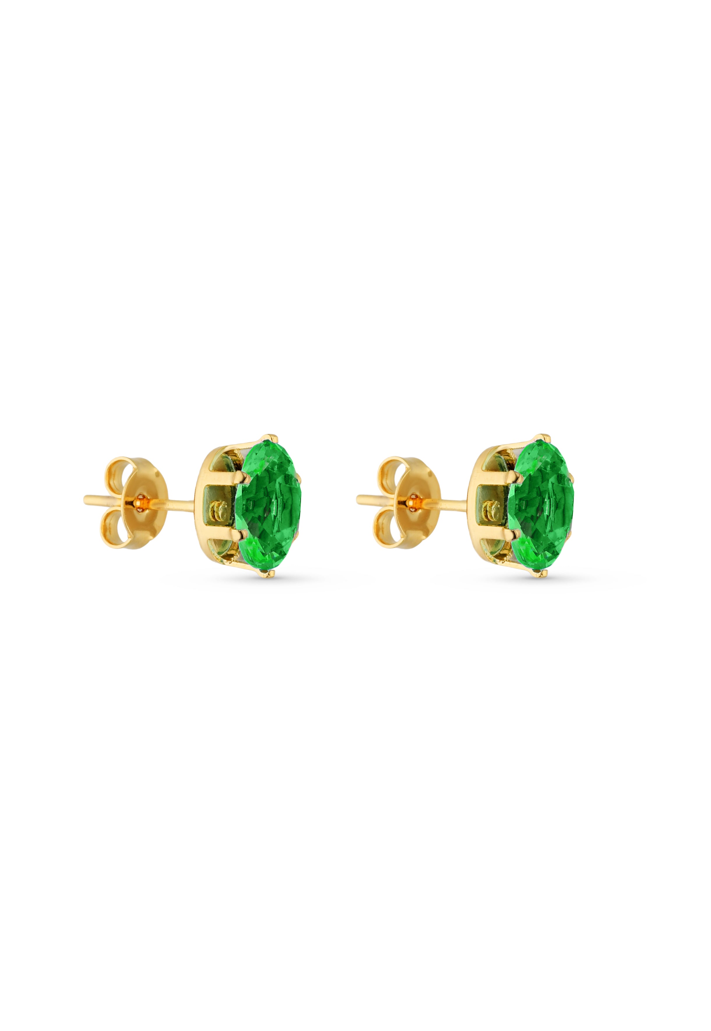 Trio de Brincos Semijoia Pedra Verde e Ponto de Luz Zircônia  Banhados a ouro 18k