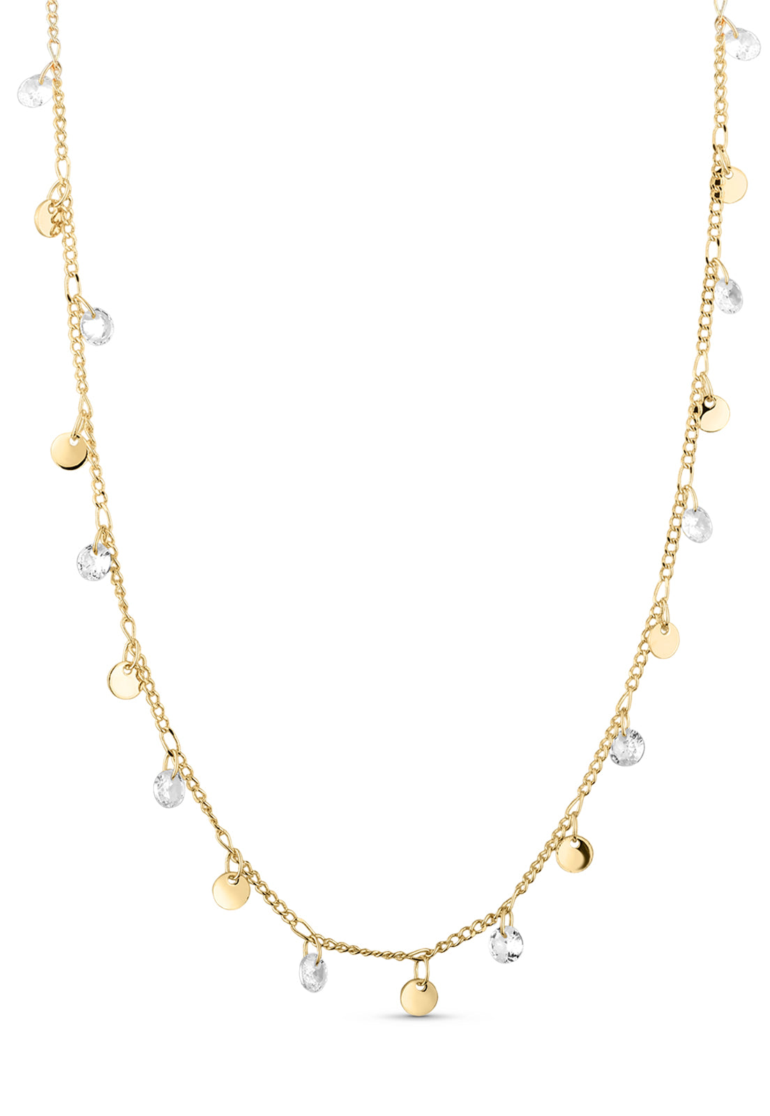 Colar Semijoia Com Mini Medalhas E Zircônia Cristal Banhado a Ouro 18k