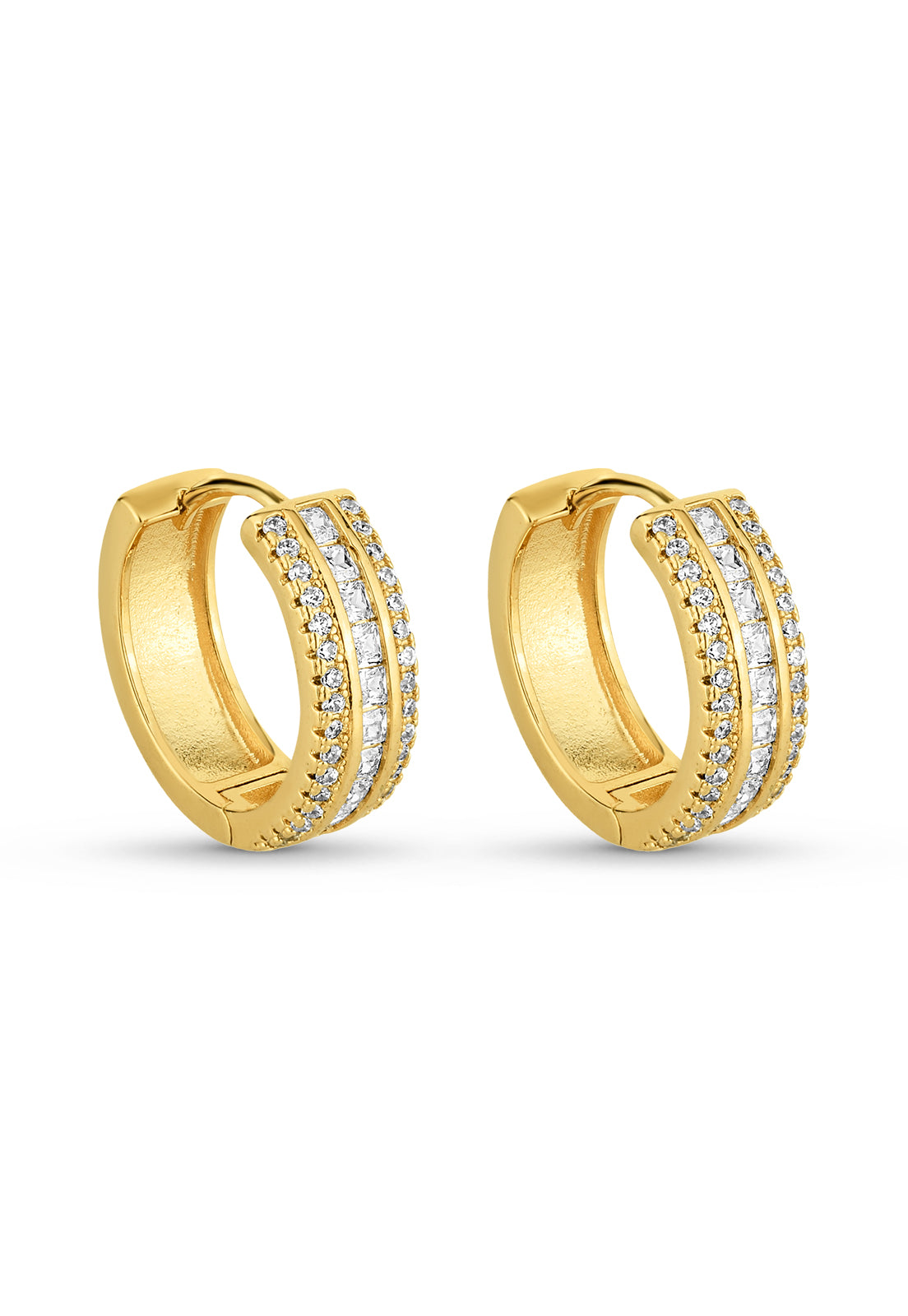 Brinco Semijoia de Argola com Zircônias Cristal Banhado a Ouro 18k