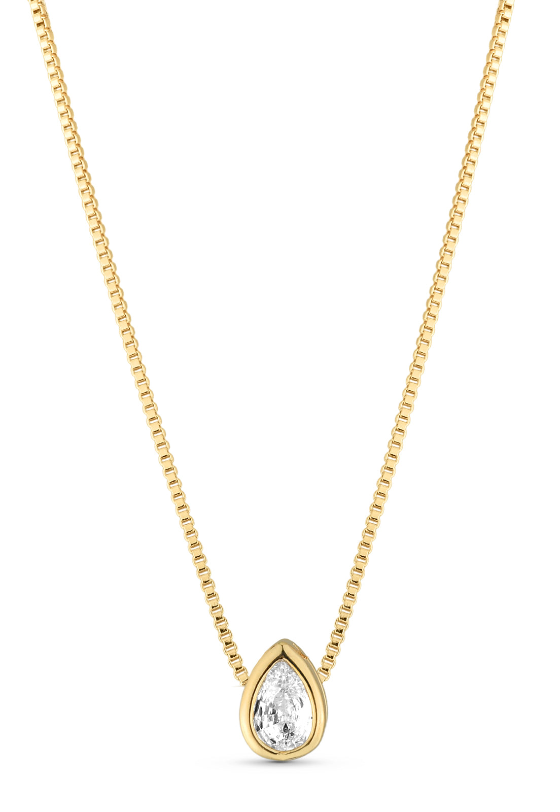 Colar Semijoia Com Pingente Gota Cristal Banhado a Ouro 18k