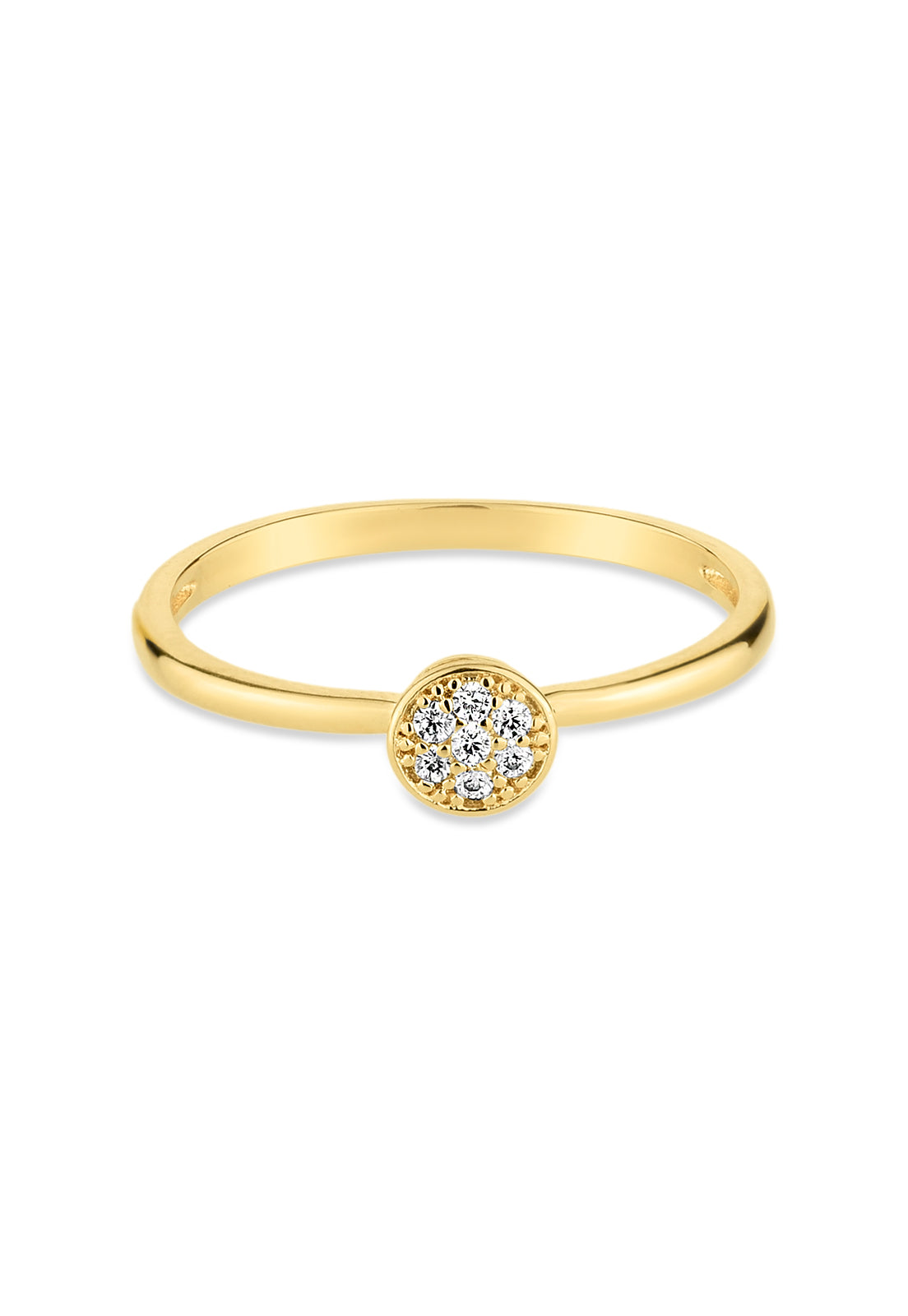 Anel Semijoia Solitário Redondo Com Zircônias Cristal Banhado a Ouro 18k