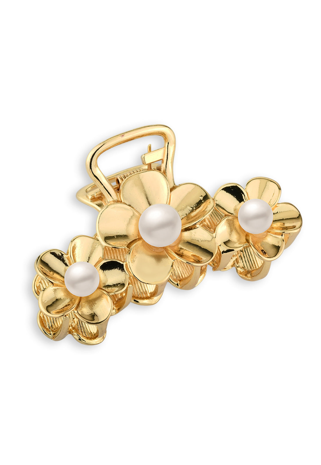 Prendedor De Cabelo Piranha Flor E Pérolas