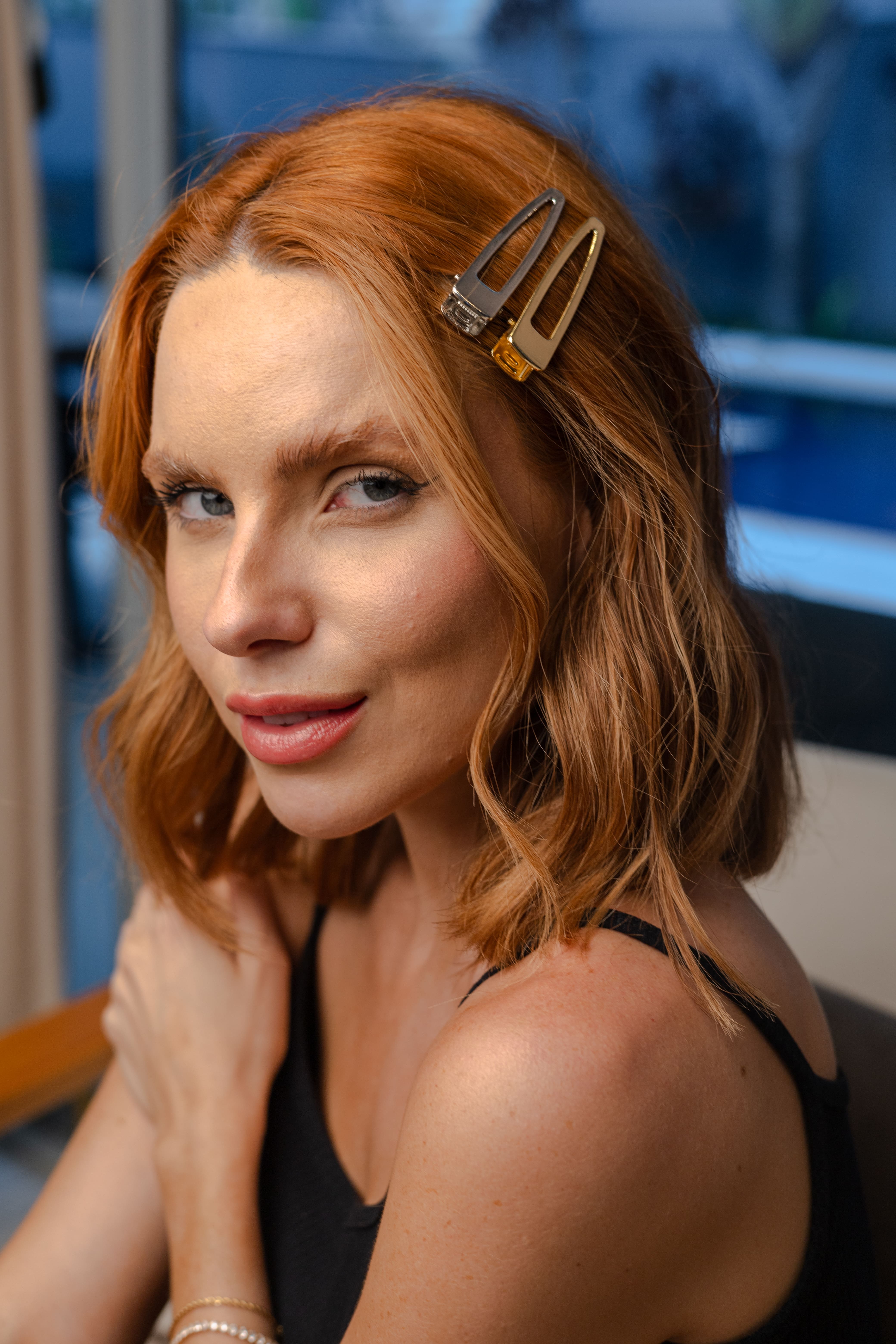 Par De Presilhas De Cabelo Prata E Dourado