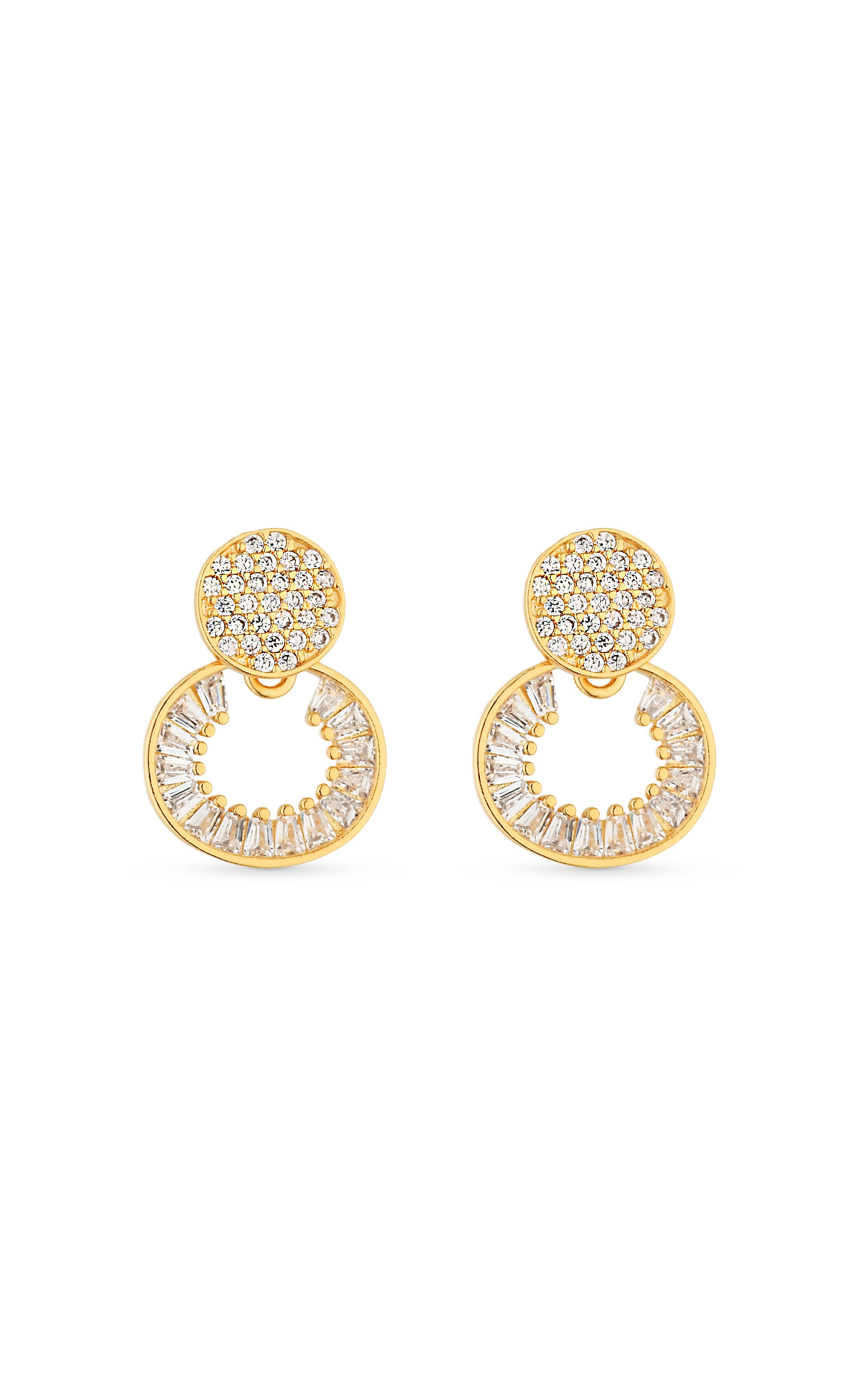 Brinco Semijoia Dourado Cravejado com Micro Zircônias Cristal