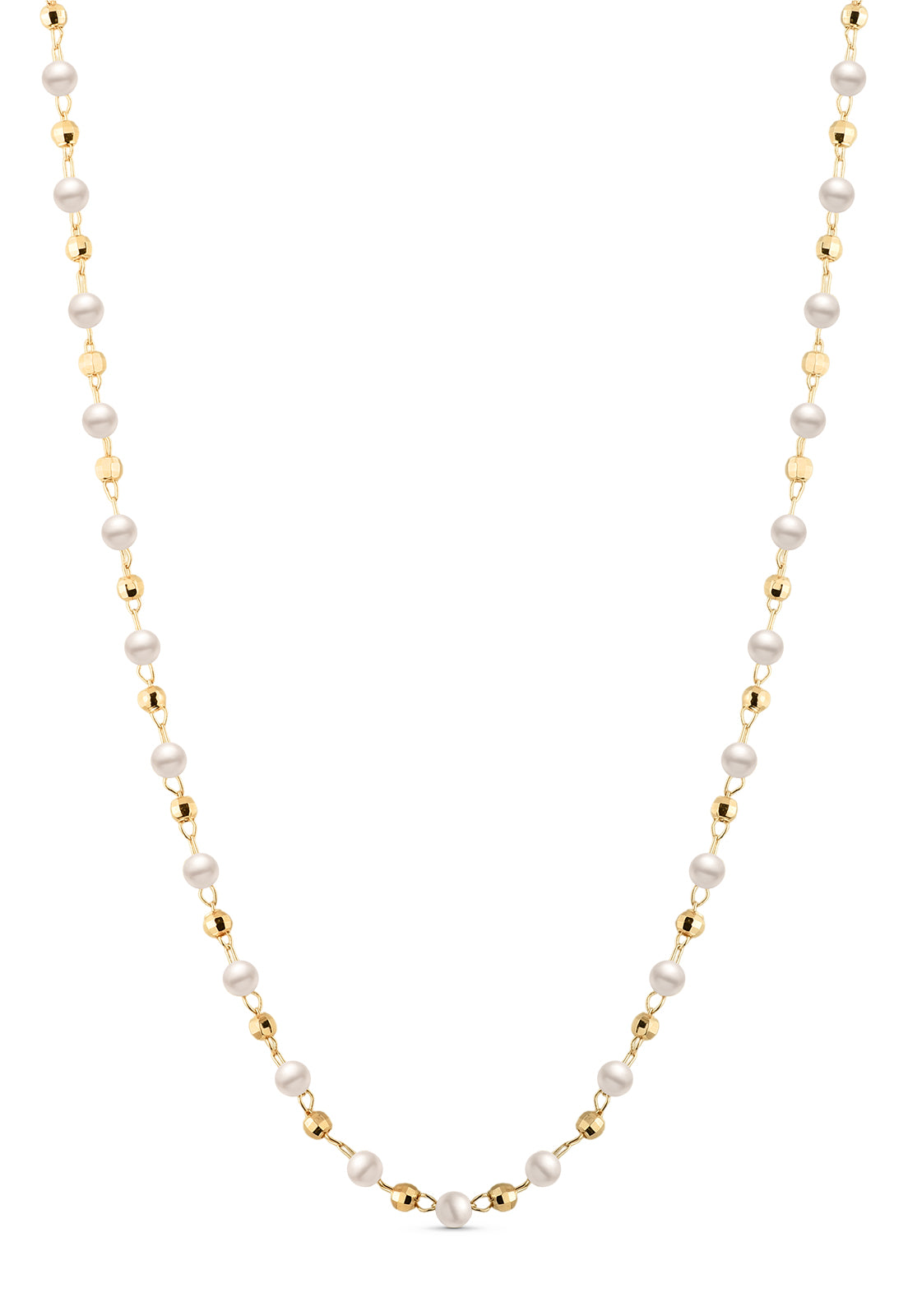 Colar Semijoia Com Pérolas E Bolinhas Douradas Banhado a Ouro 18k