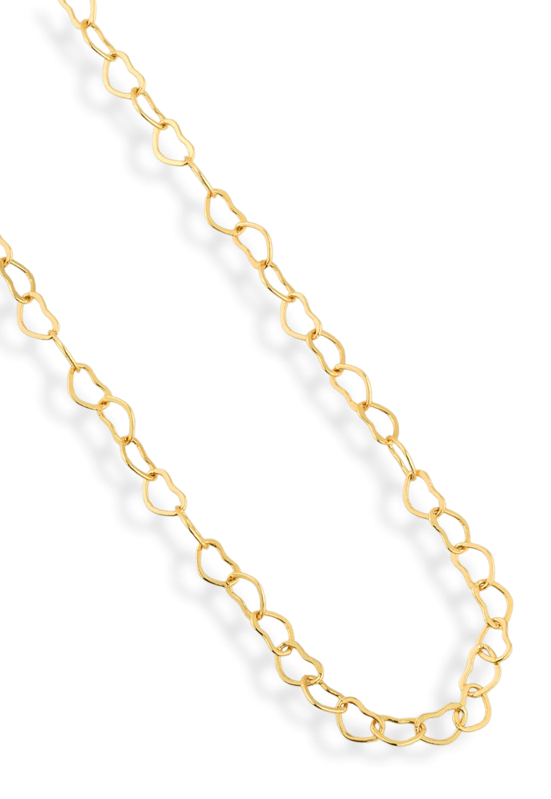 Corrente Semijoia Elos Coração Liso Banhado a Ouro 18k