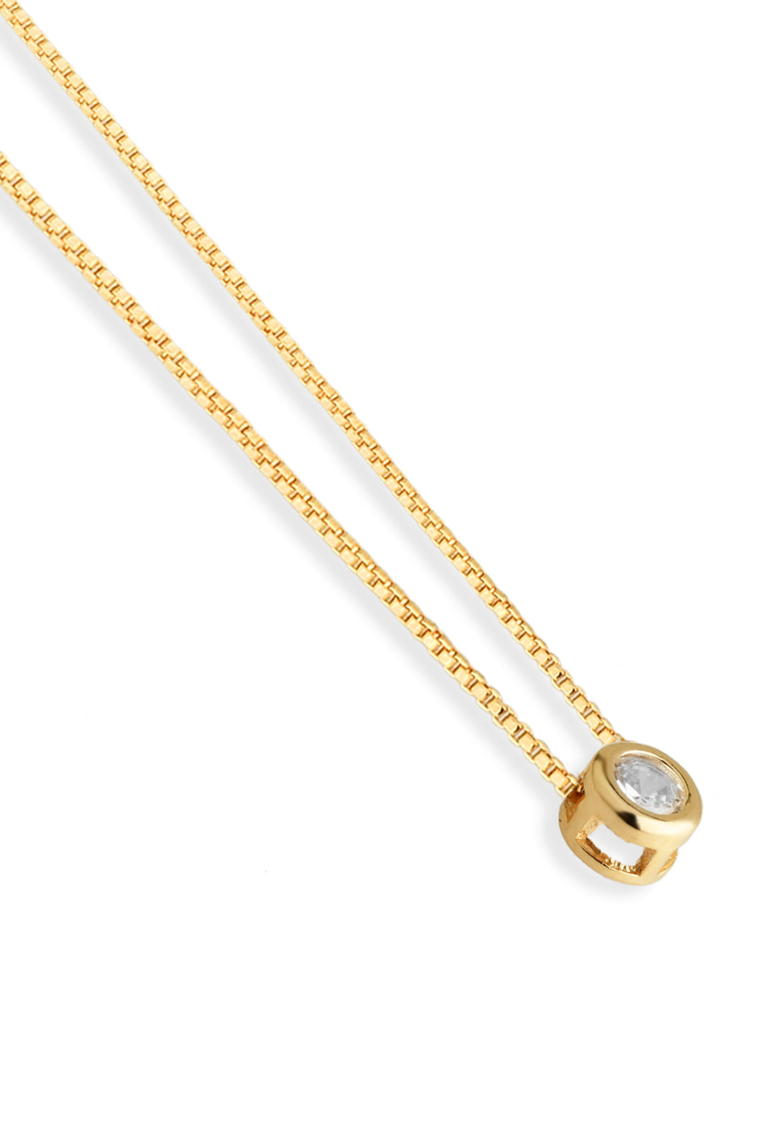 Conjunto Semijoia Colar E Brinco Ponto De Luz Com Zircônia Branca Banhado a Ouro 18k