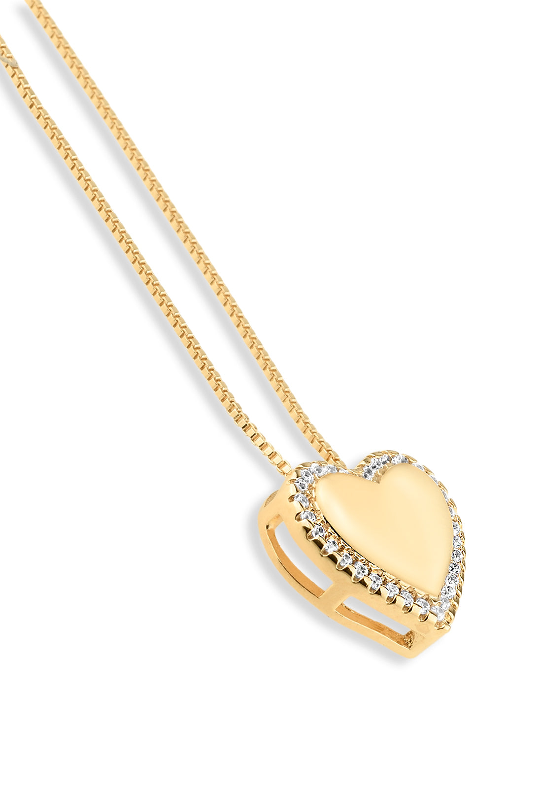 Colar Semijoia Pingente Coração Cravejado Com Micro Zircônias Banhado a Ouro 18k