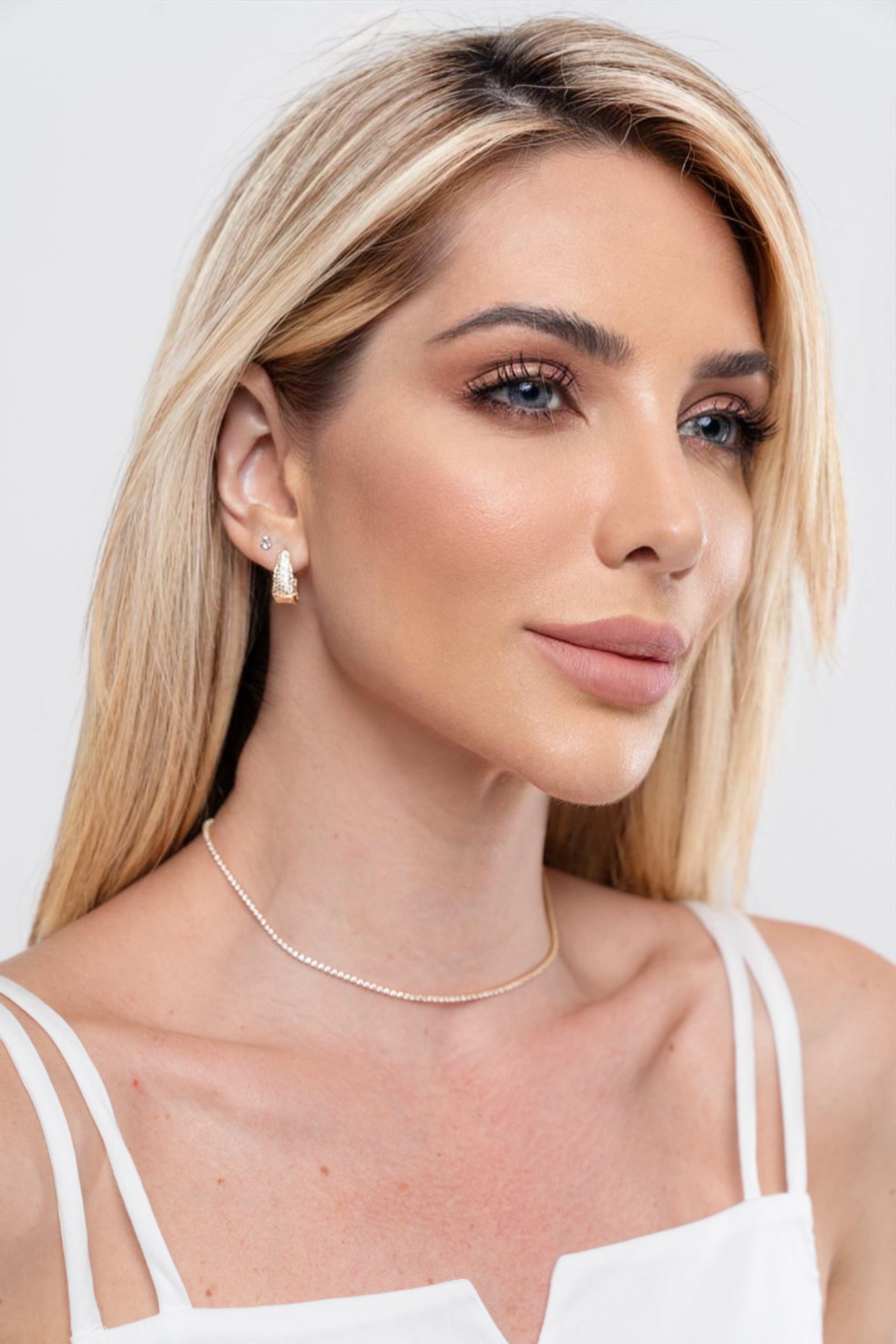 Colar Semijoia Riviera Cristal 1,5MM Banhado a Ouro 18k