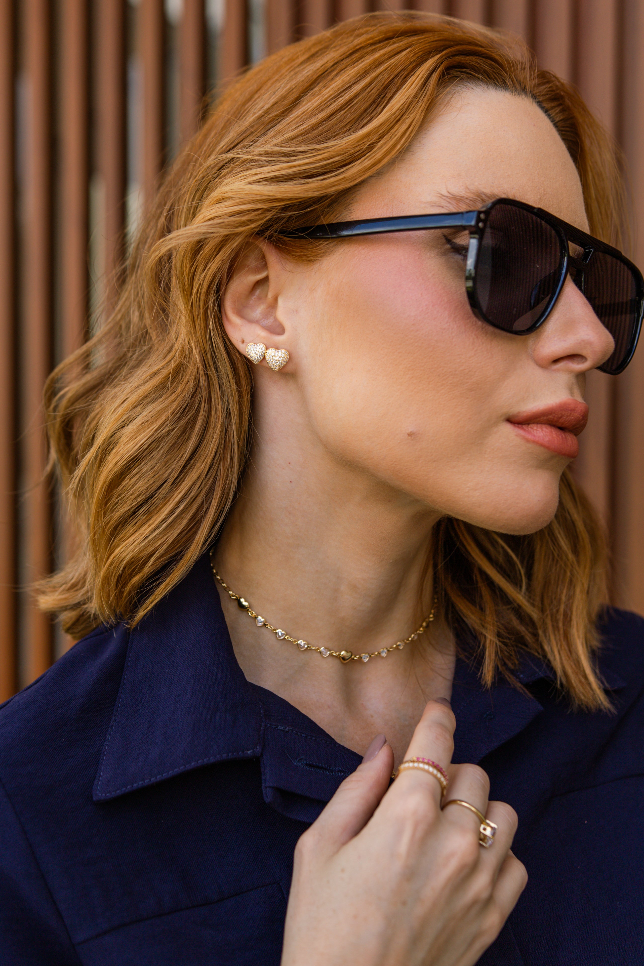 Dupla de Brincos Semijoia Coração com Zircônias (9-12mm) Banhado a Ouro 18k