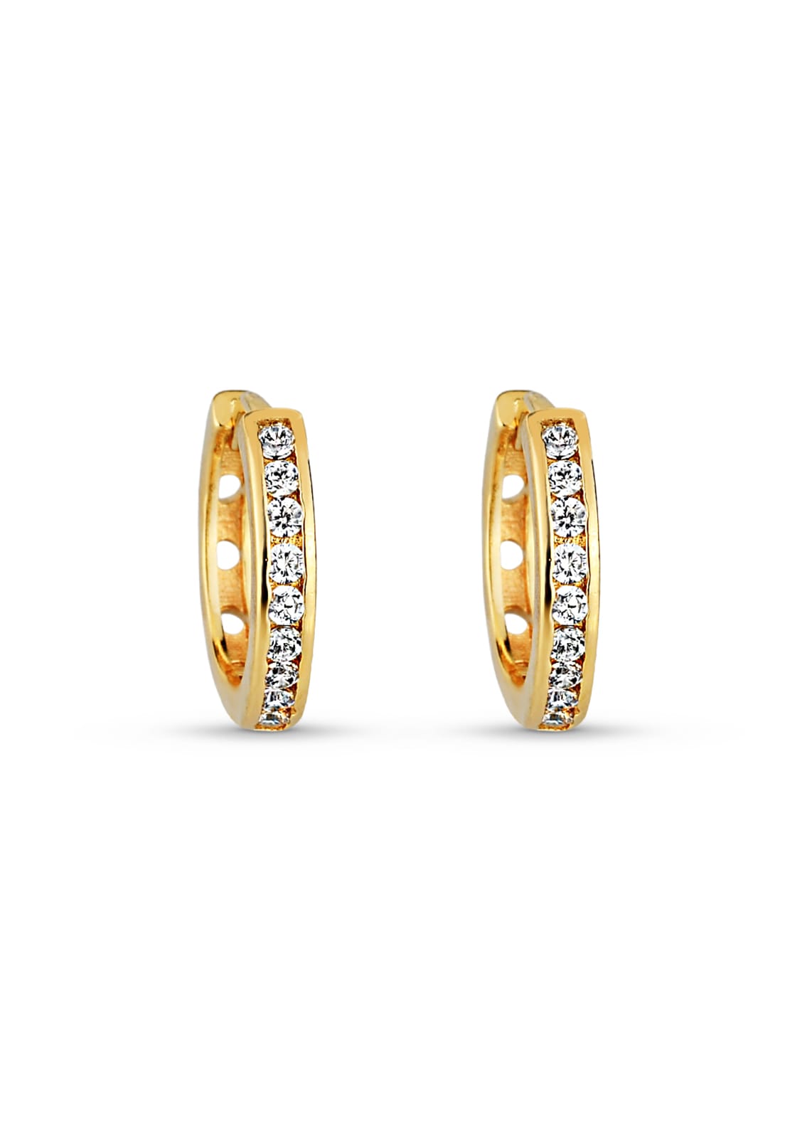 Brinco Semijoia Argola Delicada com Zircônias Cristal Banhado a Ouro 18k