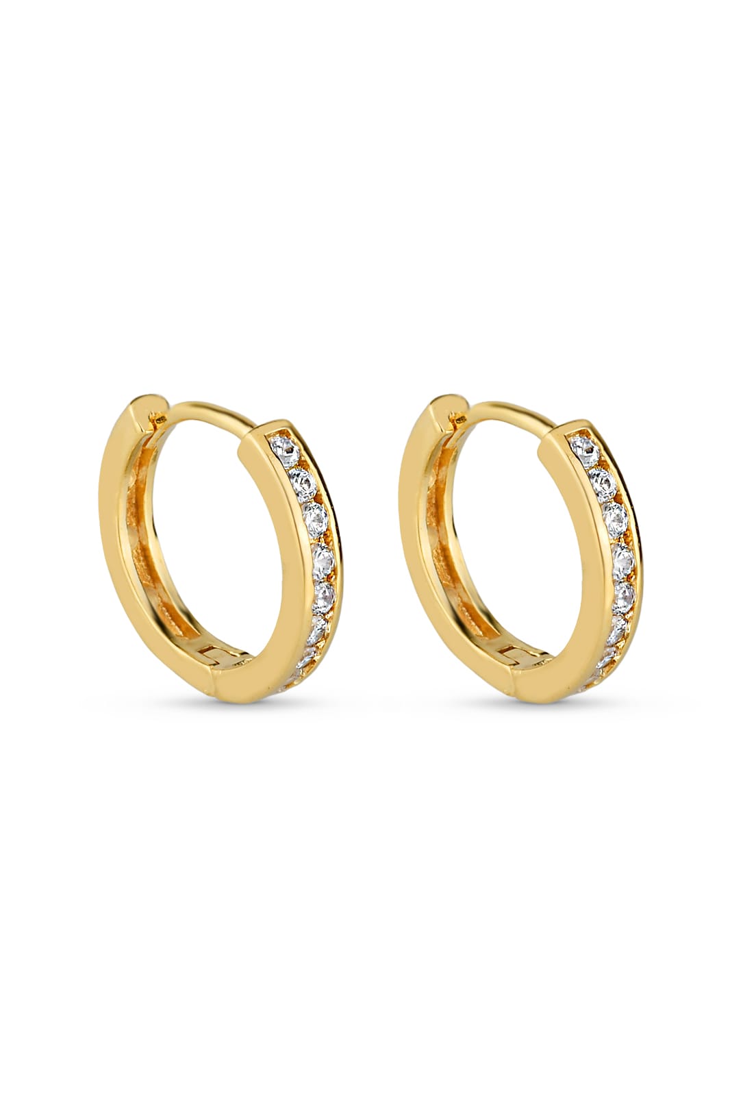 Brinco Semijoia Argola Delicada com Zircônias Cristal Banhado a Ouro 18k