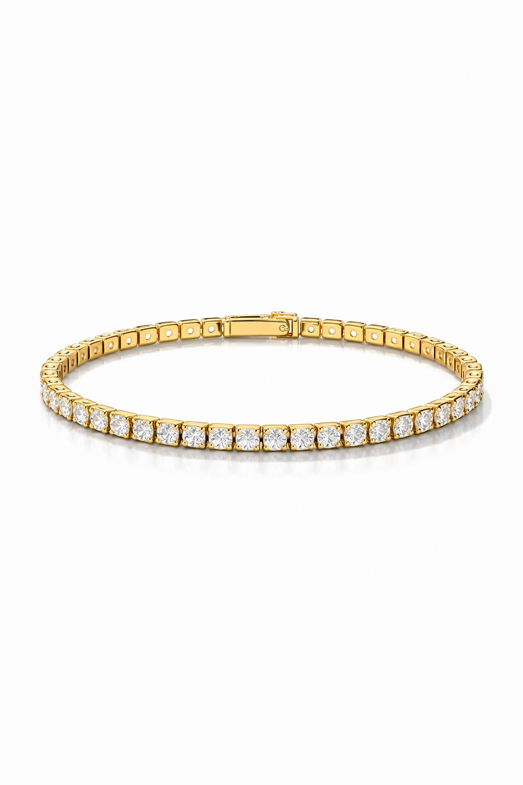 Pulseira Riviera Com Zircônias Cristal Folheado A Ouro 18k