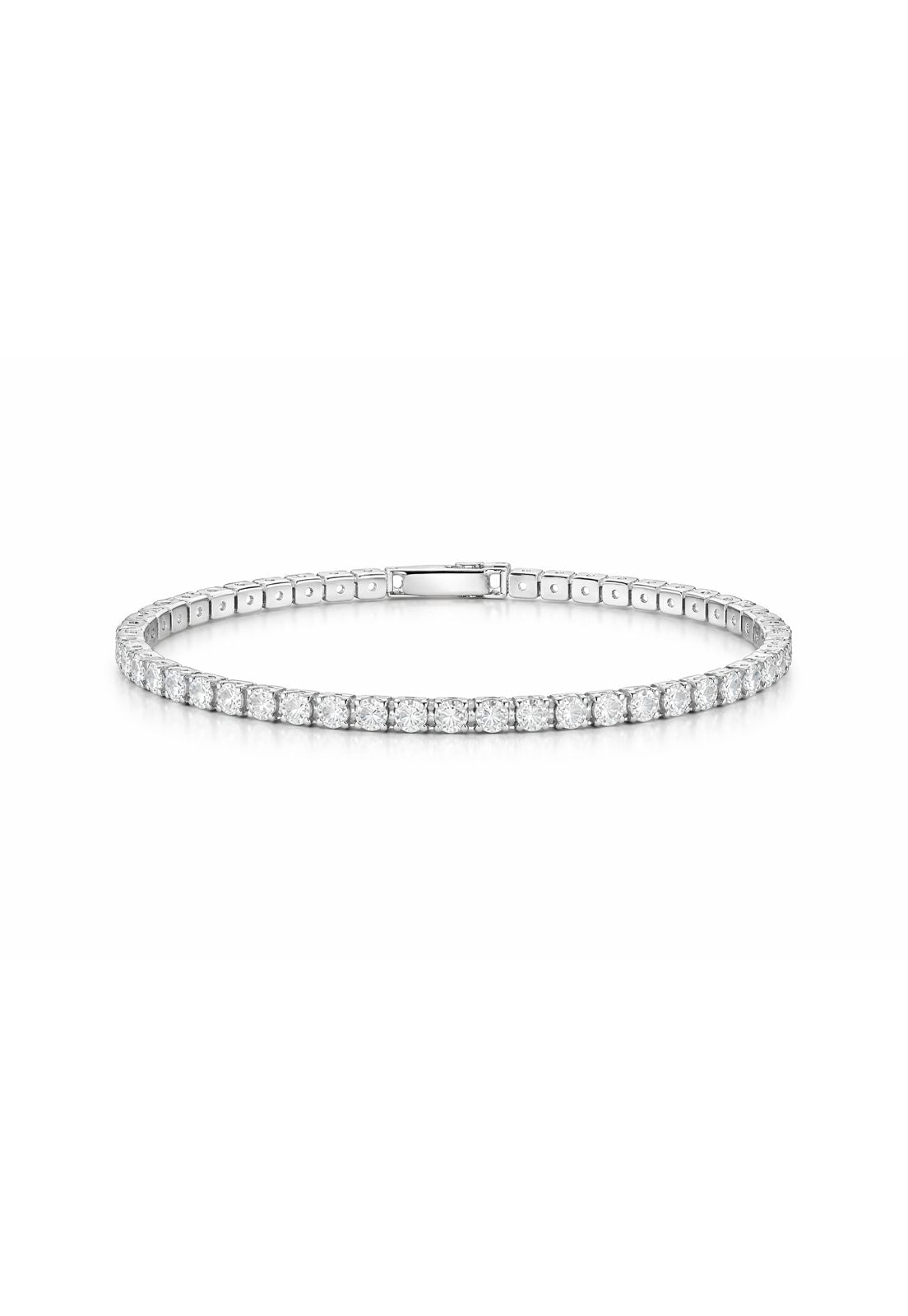 Pulseira Riviera Com Zircônias Cristal Folheado A Ródio