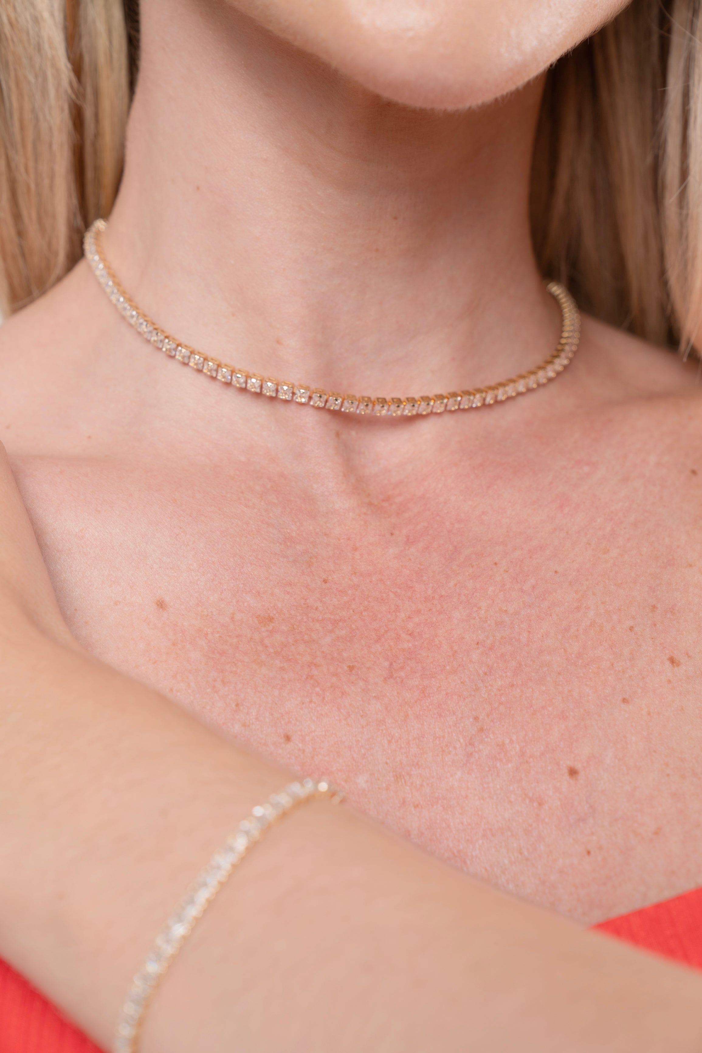 Colar Semijoia Riviera Cristal Banhado a Ouro 18k