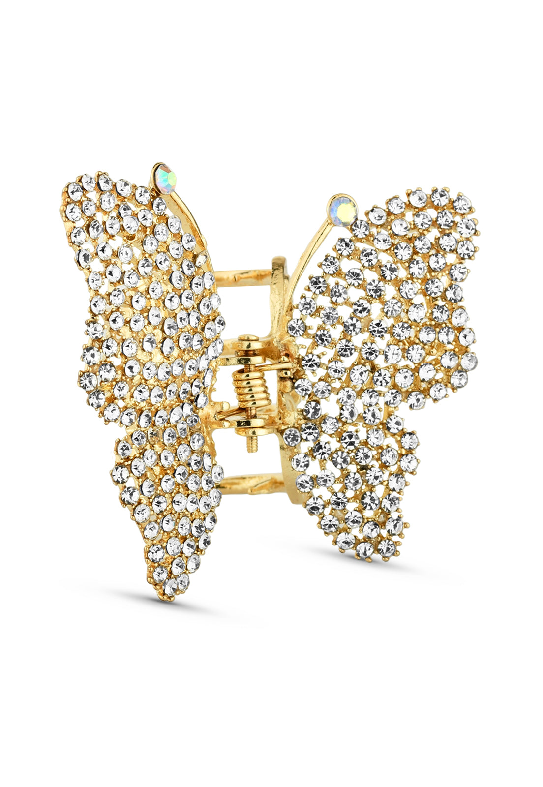 Prendedor De Cabelo Piranha Borboleta Com Strass Aplicados