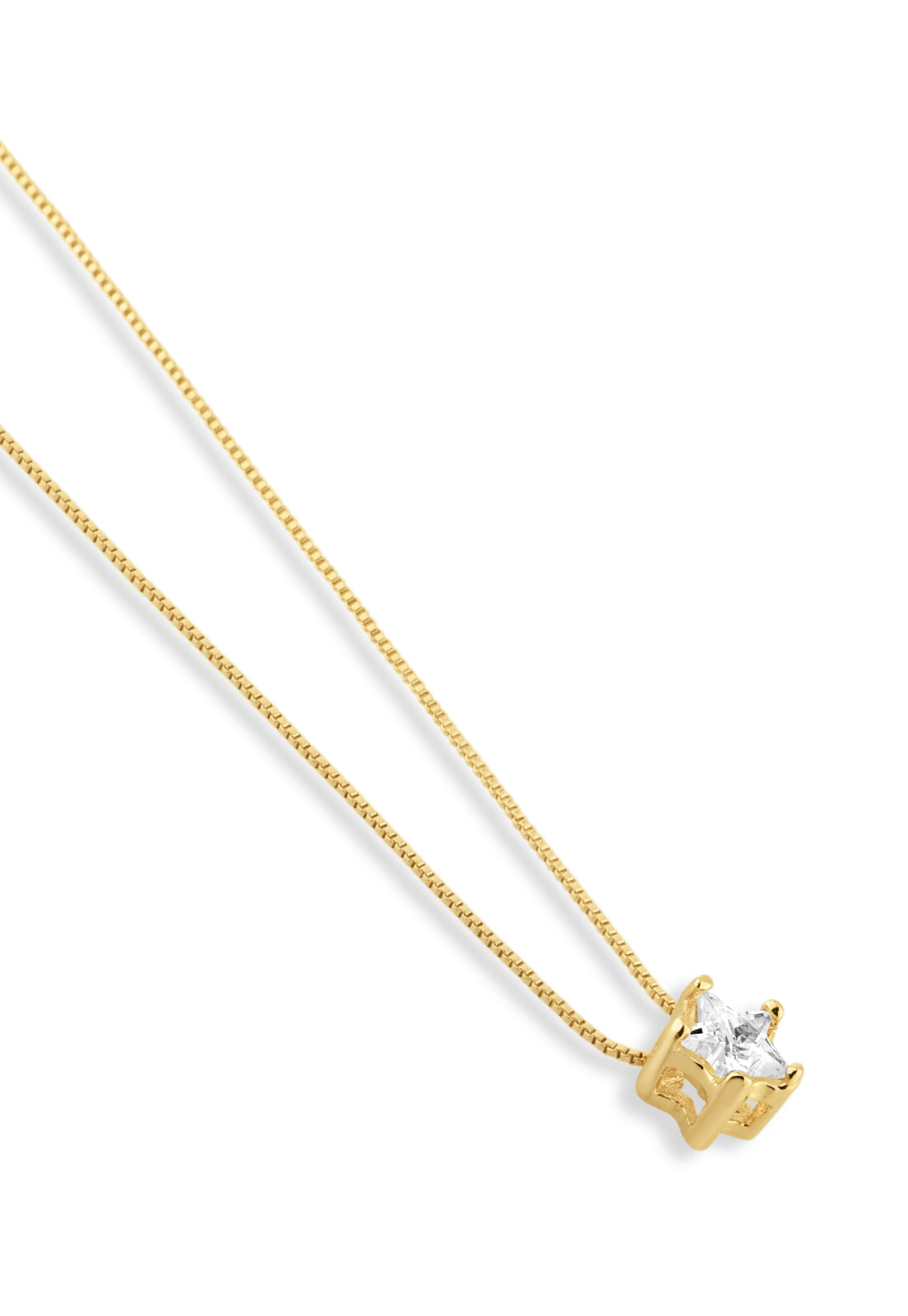 Colar Semijoia Com Pingente Estrela Cristal Banhado a Ouro 18k